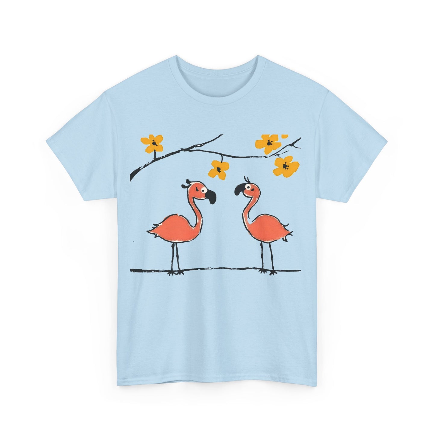Flamingo Tee - Cartoon Flamingos Print