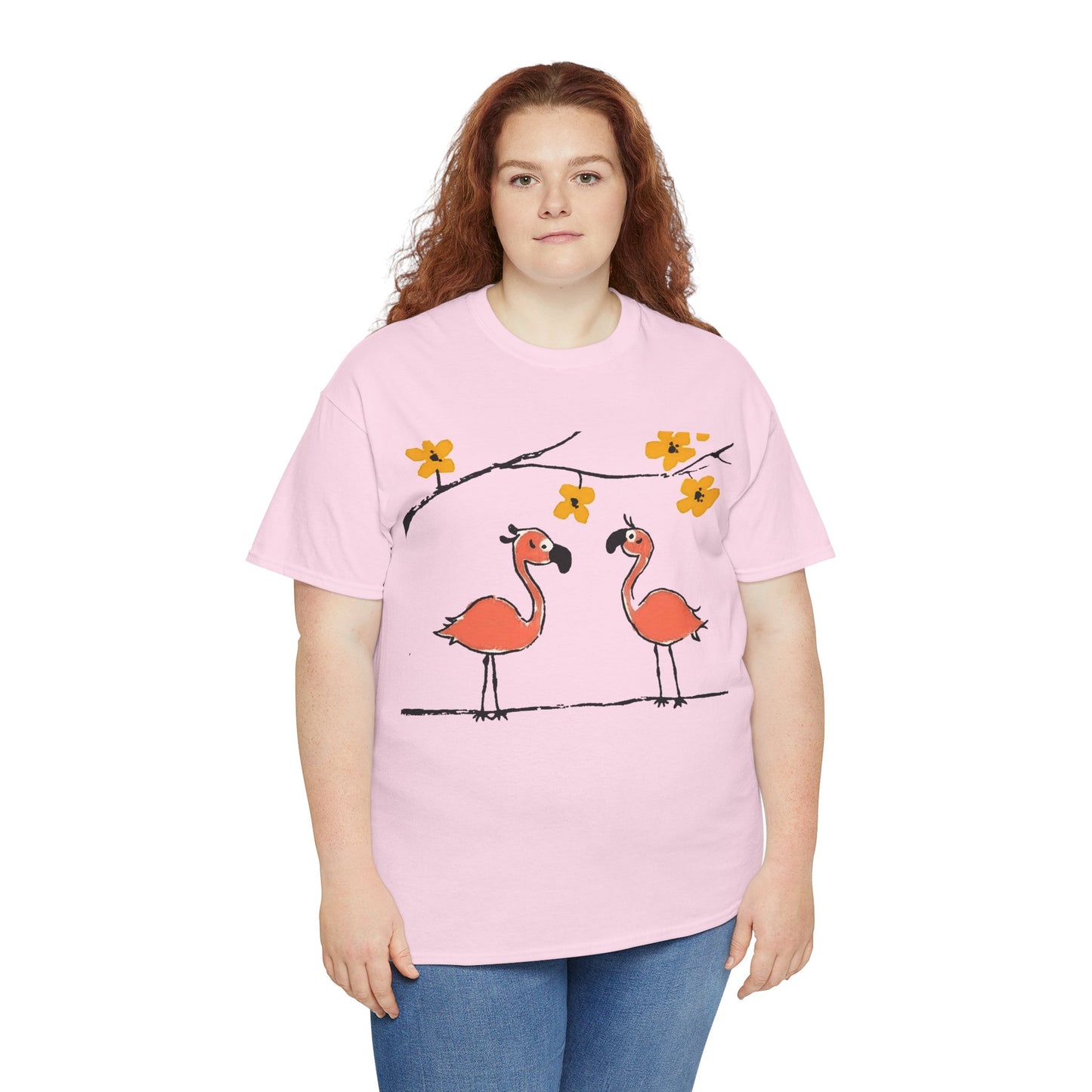 Flamingo Tee - Cartoon Flamingos Print