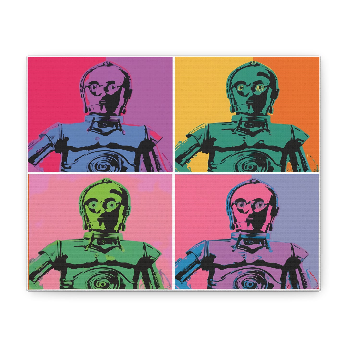 C-3PO Pop Art Canvas – Colorful Star Wars Wall Decor, Retro Sci-Fi Robot Print