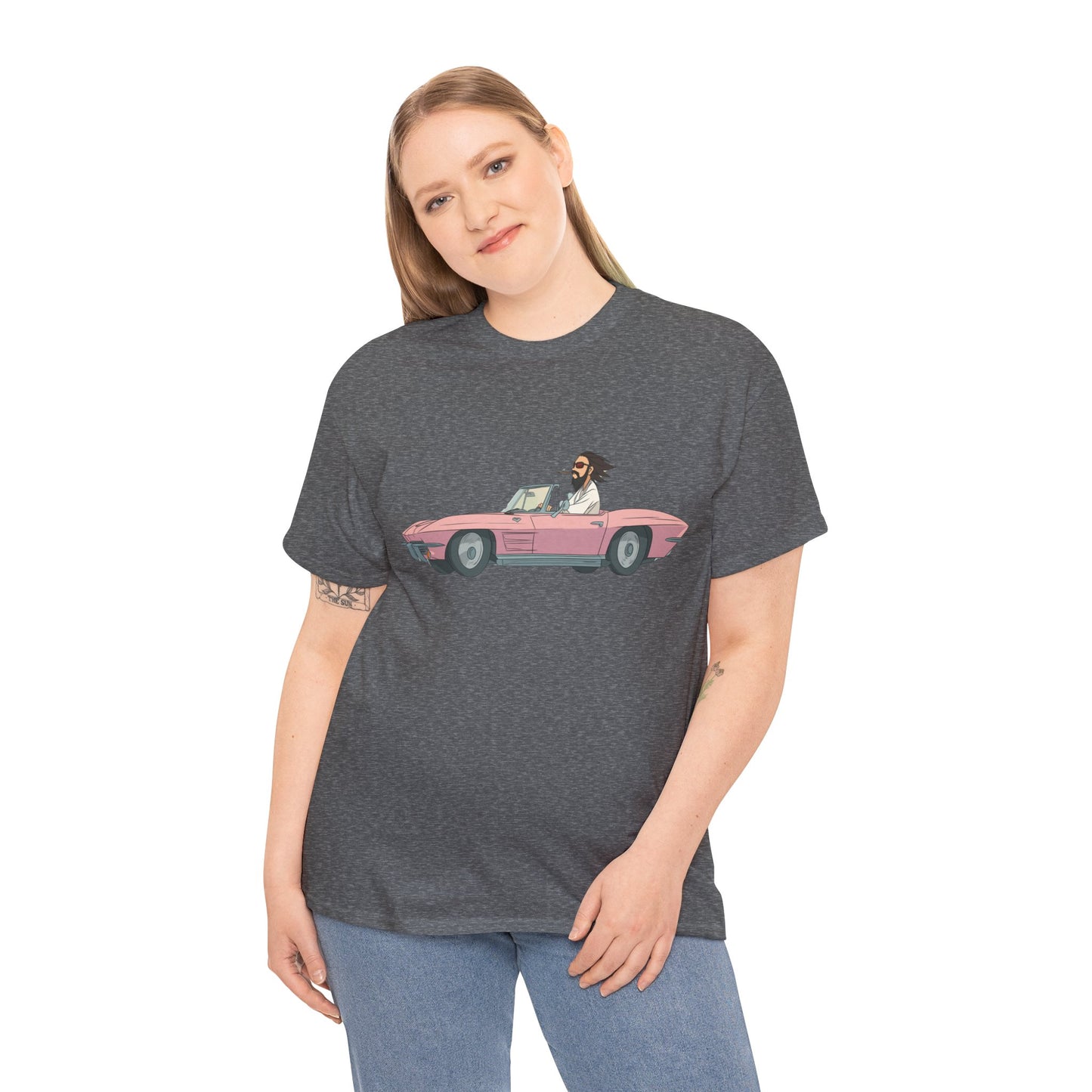 Jesus Drives a Hot Rod - Unisex Heavy Cotton Tee - Retro Car Design