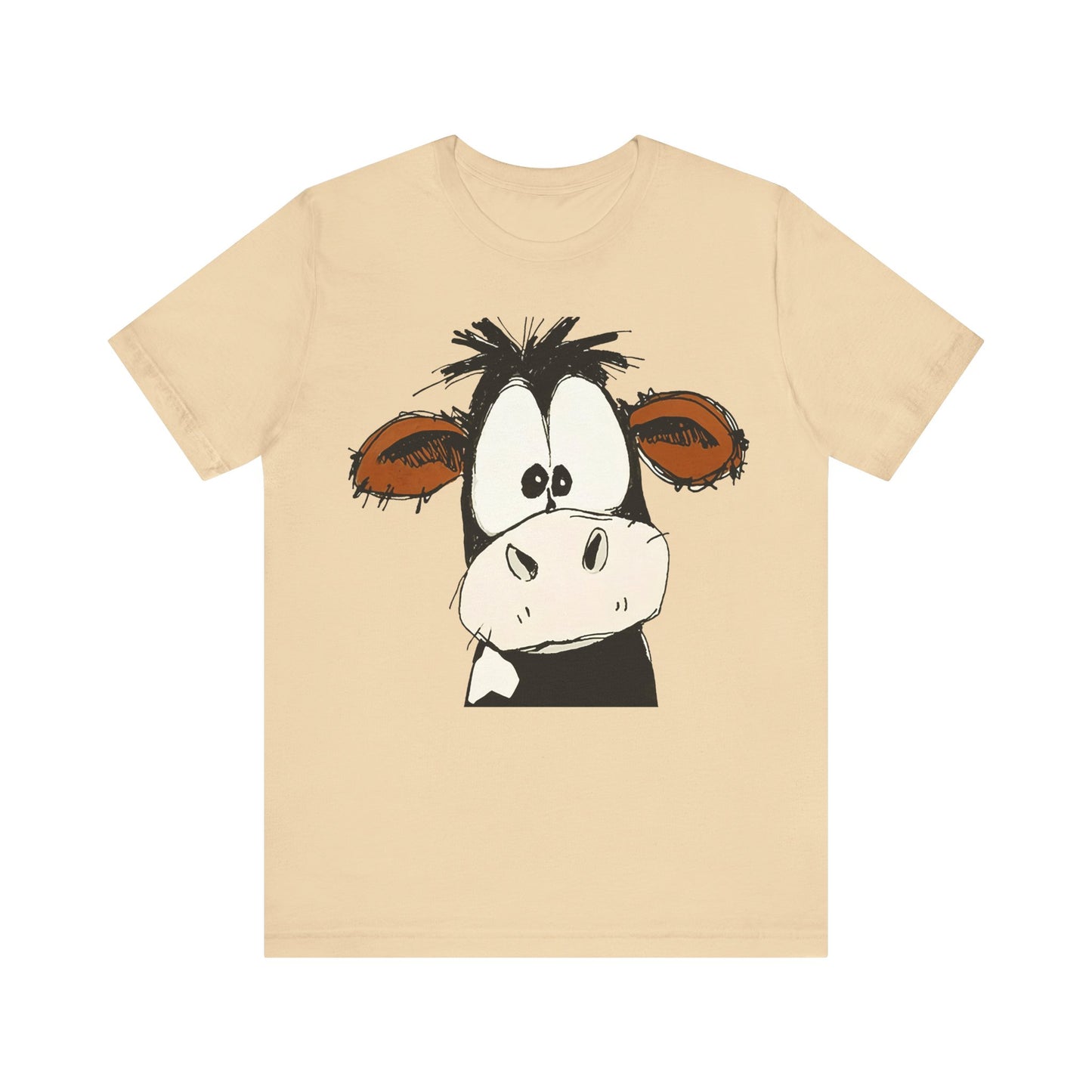 This STARTLED COW CARTOON Tee gives off a fun and quirky vibe, perfect for casual wear or as a statement piece. Ideal for those who love unique and whimsical designs.