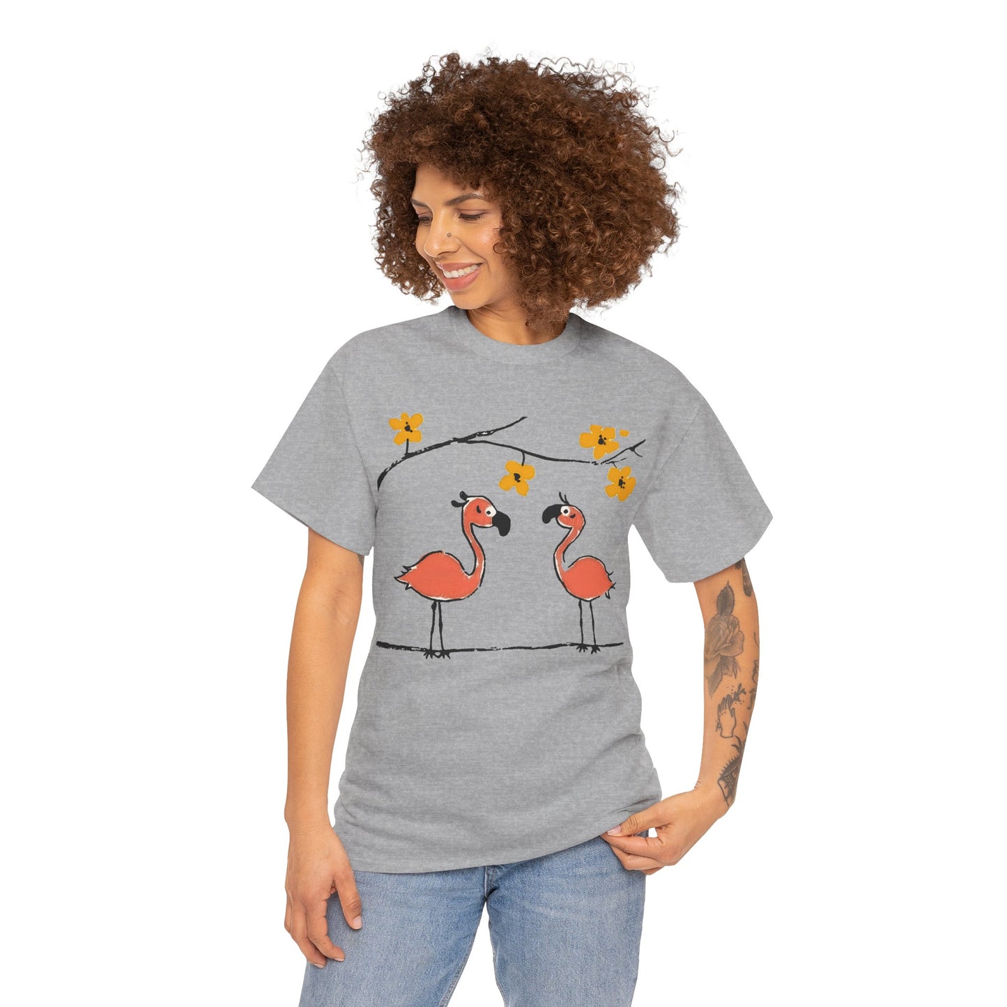 Flamingo Tee - Cartoon Flamingos Print