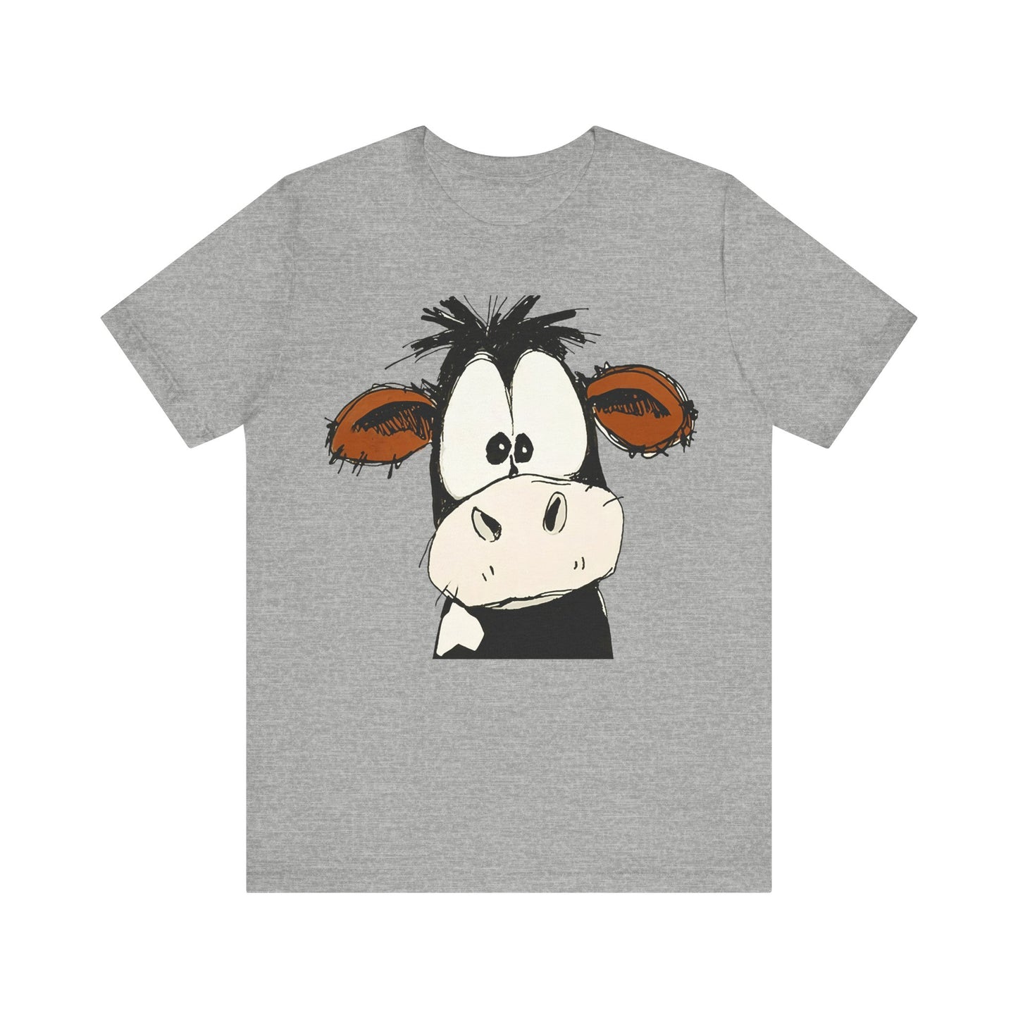 This STARTLED COW CARTOON Tee gives off a fun and quirky vibe, perfect for casual wear or as a statement piece. Ideal for those who love unique and whimsical designs.