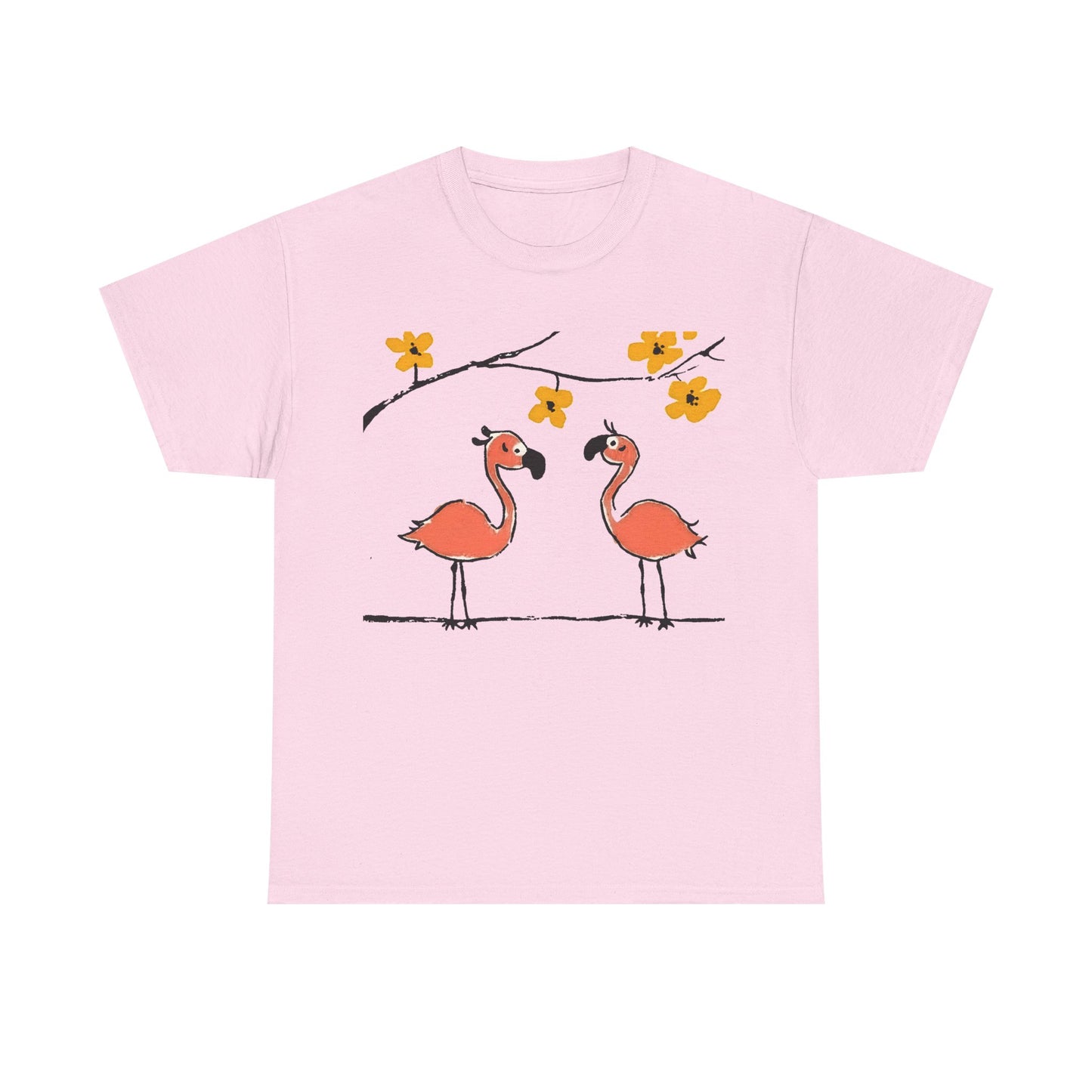 Flamingo Tee - Cartoon Flamingos Print