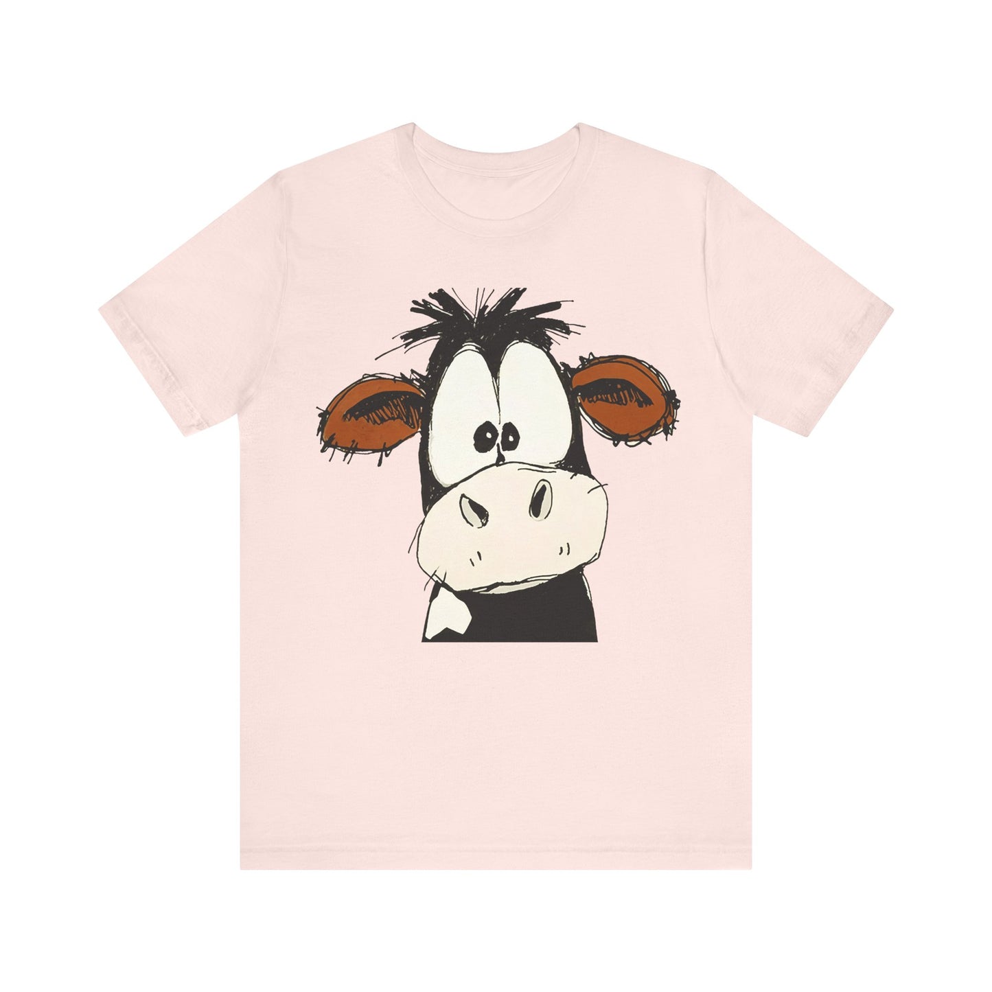 This STARTLED COW CARTOON Tee gives off a fun and quirky vibe, perfect for casual wear or as a statement piece. Ideal for those who love unique and whimsical designs.