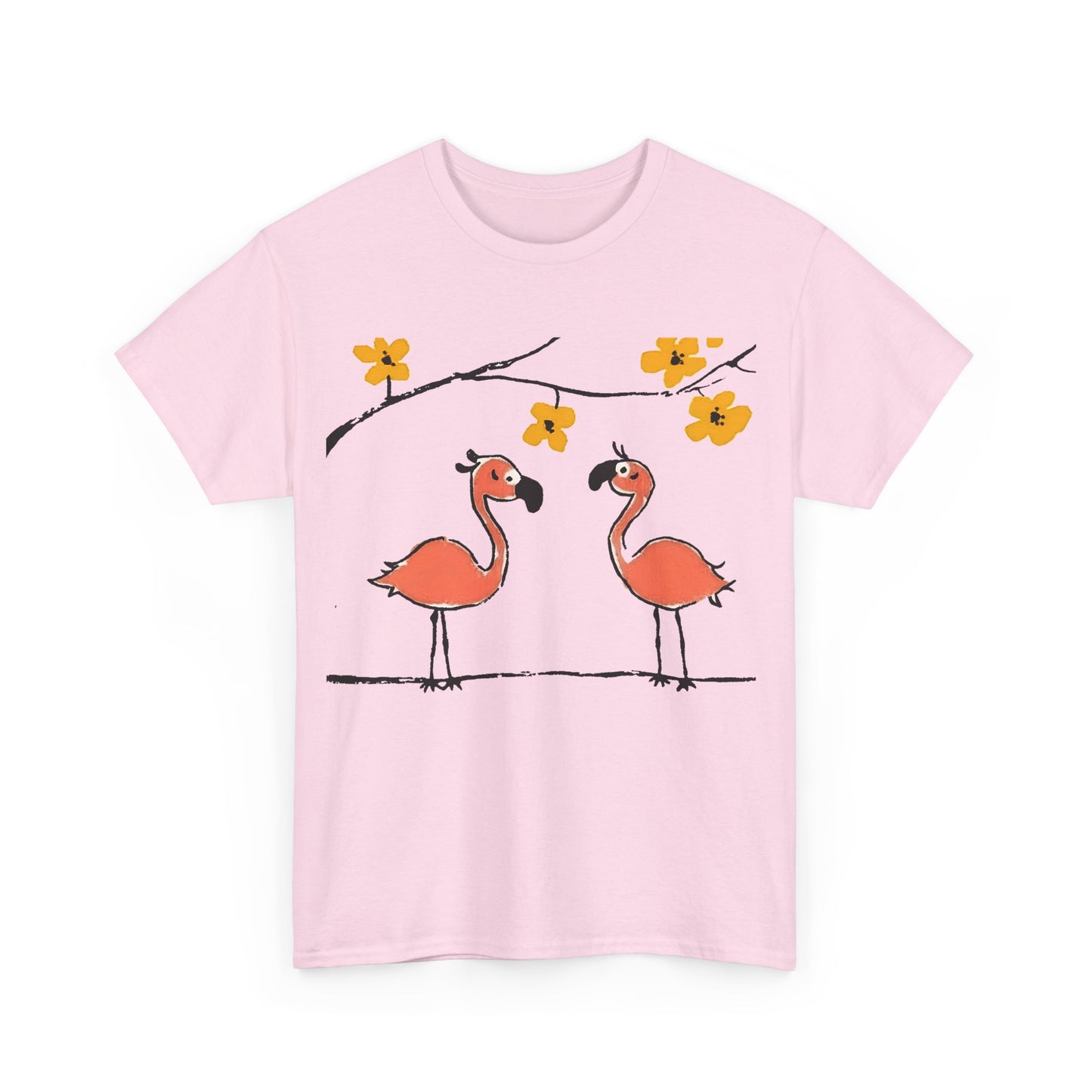 Flamingo Tee - Cartoon Flamingos Print