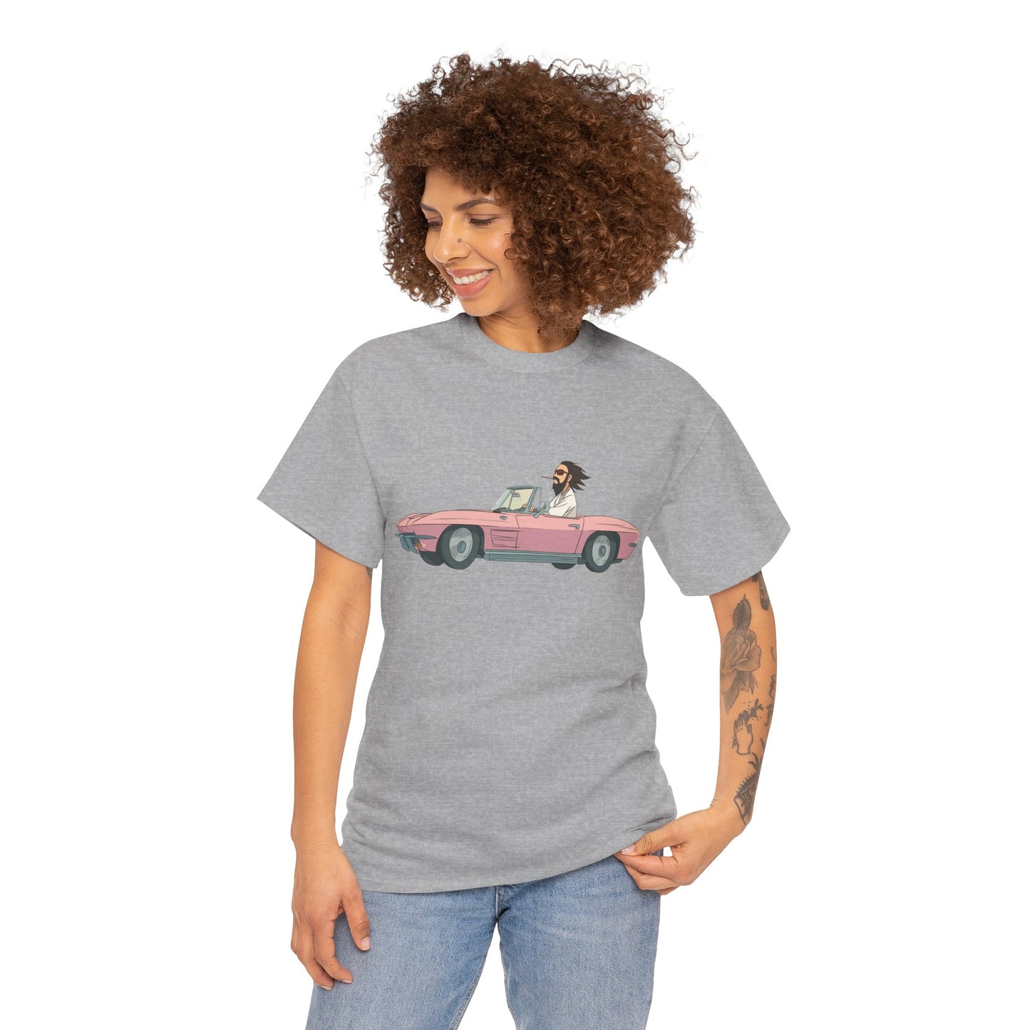 Jesus Drives a Hot Rod - Unisex Heavy Cotton Tee - Retro Car Design