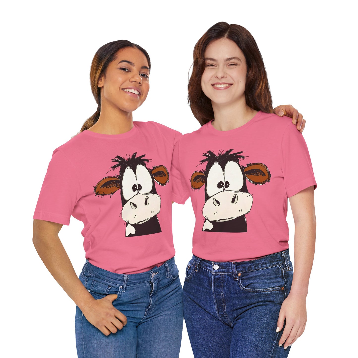 This STARTLED COW CARTOON Tee gives off a fun and quirky vibe, perfect for casual wear or as a statement piece. Ideal for those who love unique and whimsical designs.
