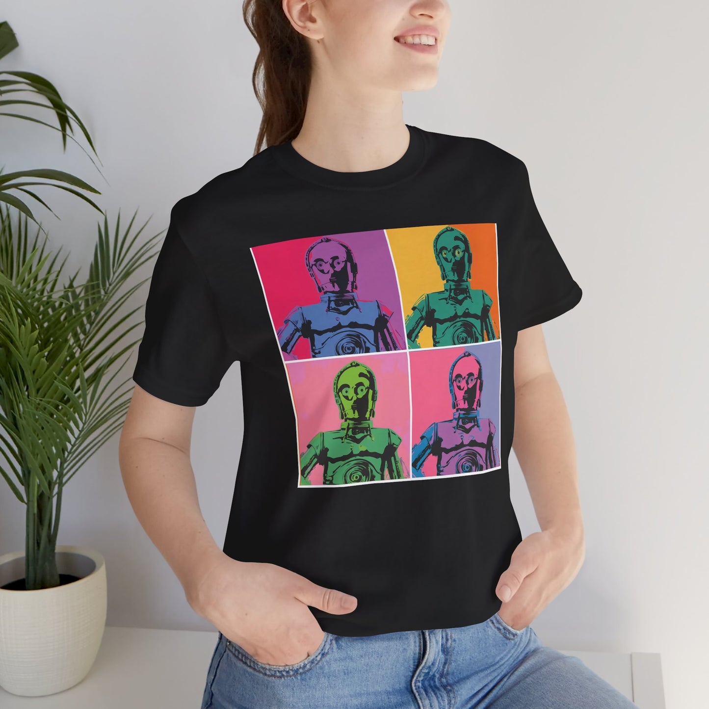 Pop Art C-3PO Tee - Unisex Short Sleeve Jersey T-Shirt