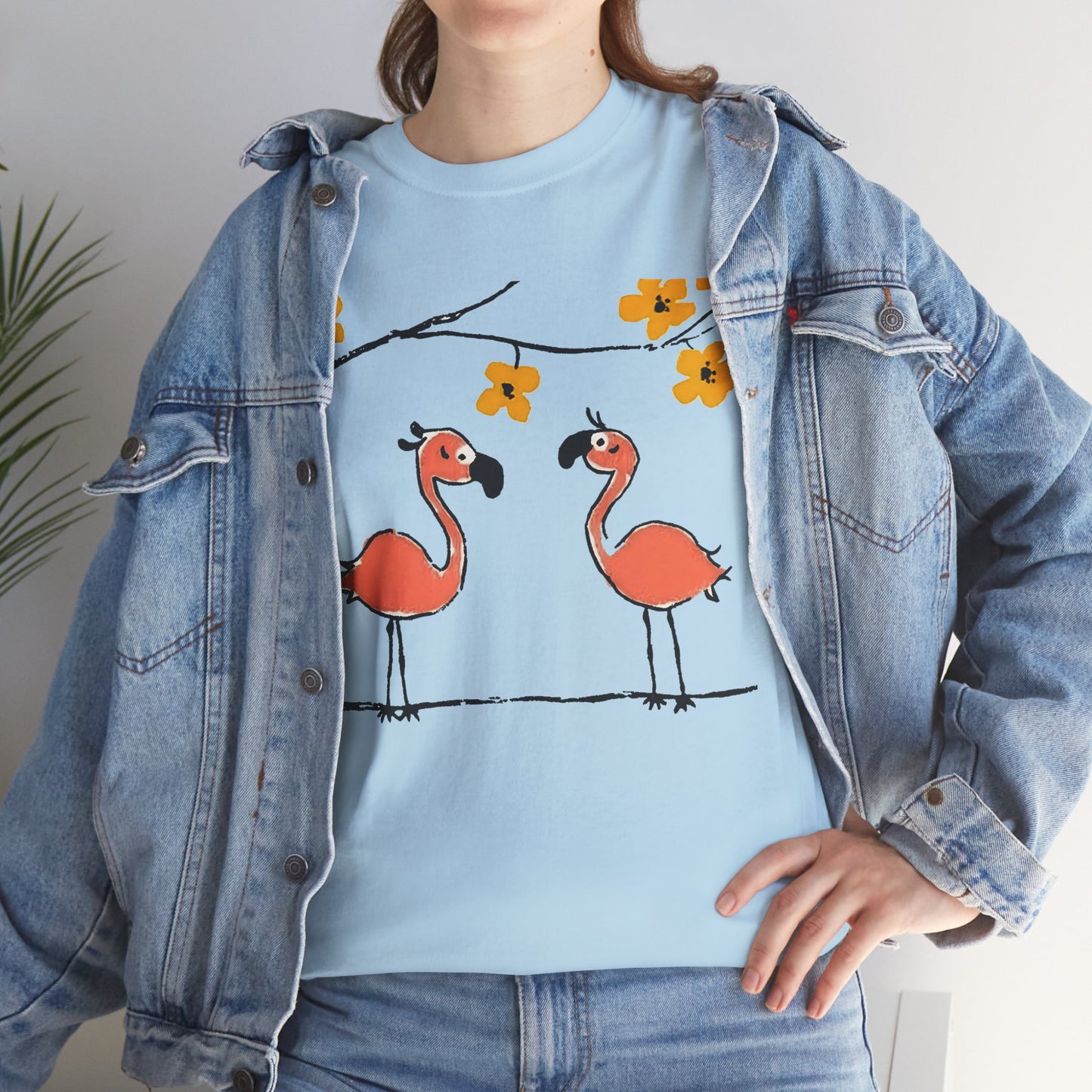 Flamingo Tee - Cartoon Flamingos Print