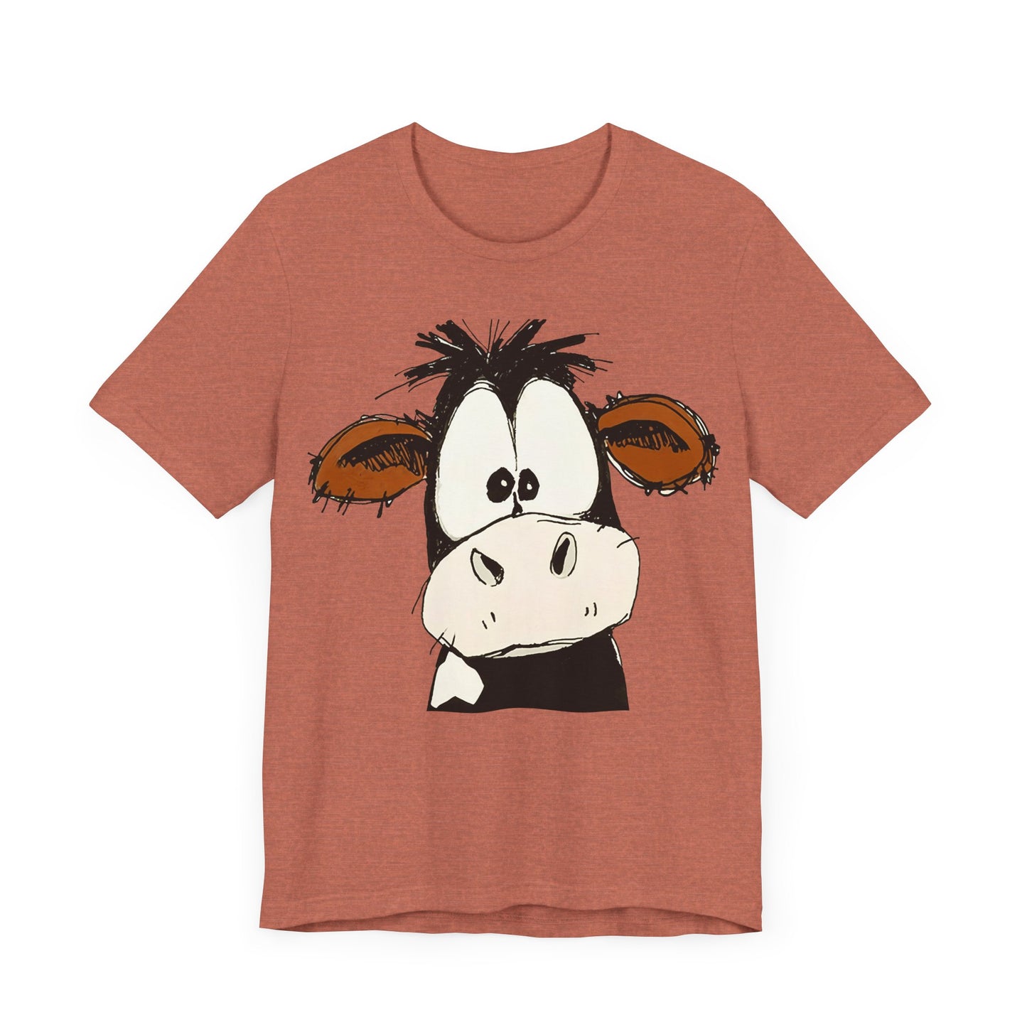 This STARTLED COW CARTOON Tee gives off a fun and quirky vibe, perfect for casual wear or as a statement piece. Ideal for those who love unique and whimsical designs.