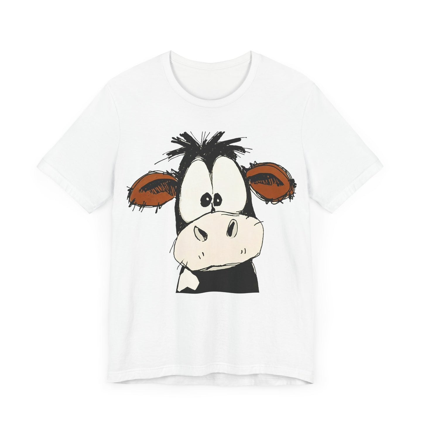 This STARTLED COW CARTOON Tee gives off a fun and quirky vibe, perfect for casual wear or as a statement piece. Ideal for those who love unique and whimsical designs.