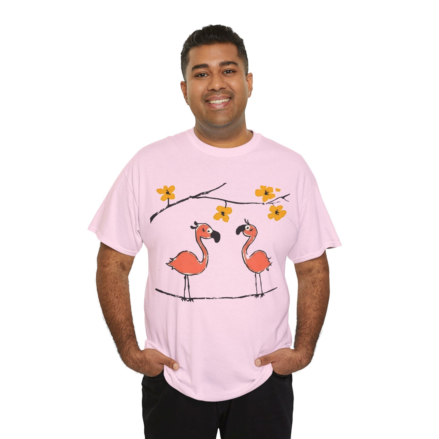 Flamingo Tee - Cartoon Flamingos Print