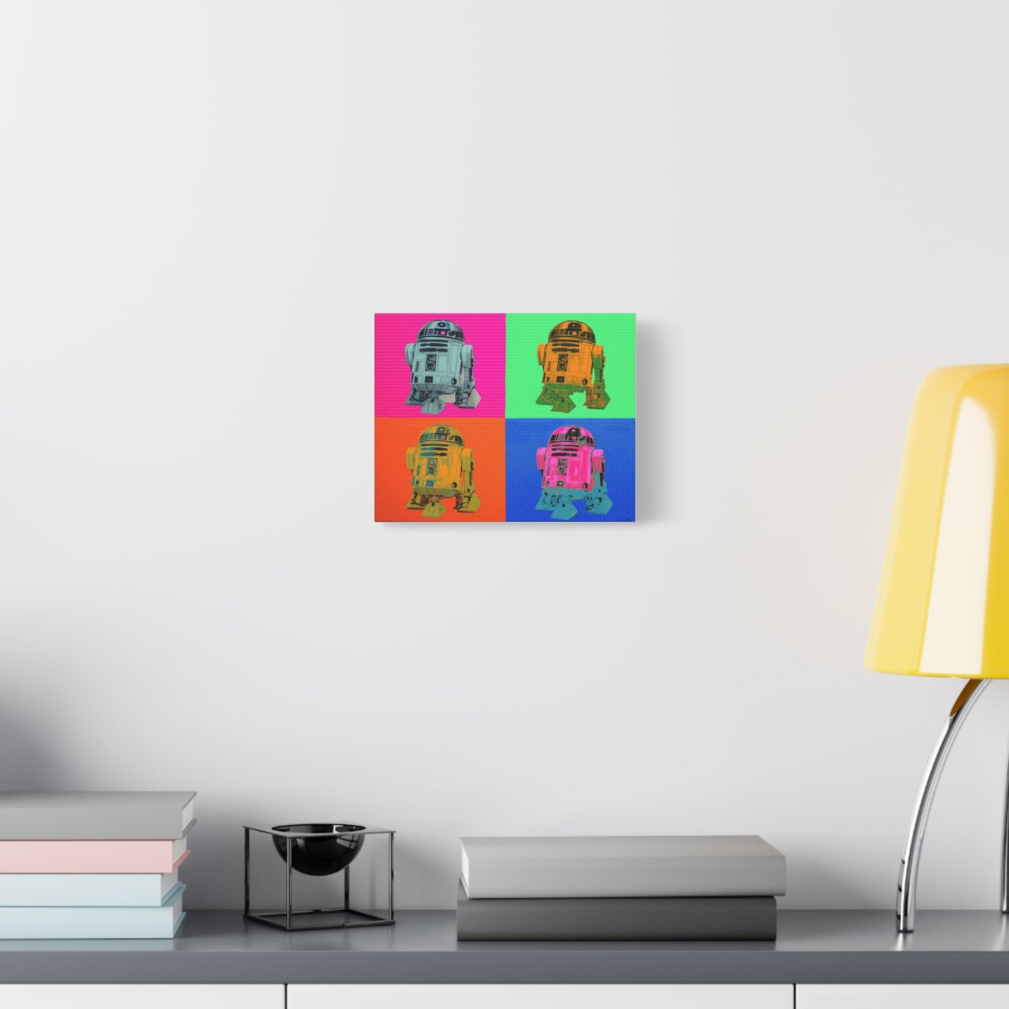 R2-D2 Pop Art Canvas – Colorful Star Wars Wall Art, Retro Sci-Fi Robot Print