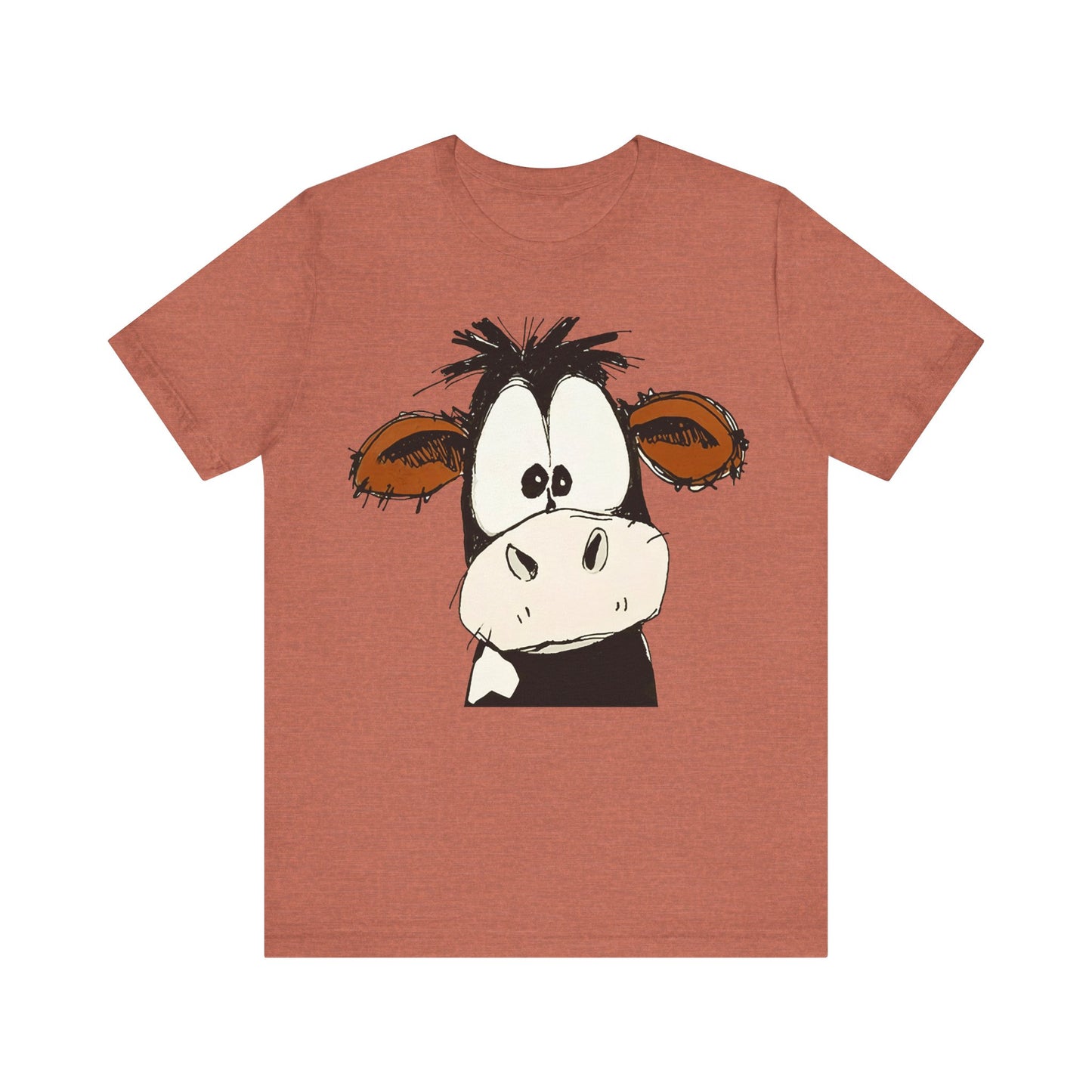 This STARTLED COW CARTOON Tee gives off a fun and quirky vibe, perfect for casual wear or as a statement piece. Ideal for those who love unique and whimsical designs.
