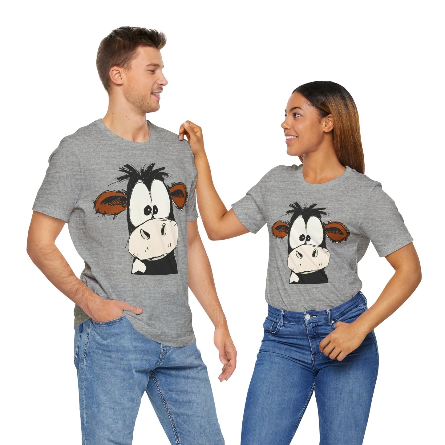 This STARTLED COW CARTOON Tee gives off a fun and quirky vibe, perfect for casual wear or as a statement piece. Ideal for those who love unique and whimsical designs.