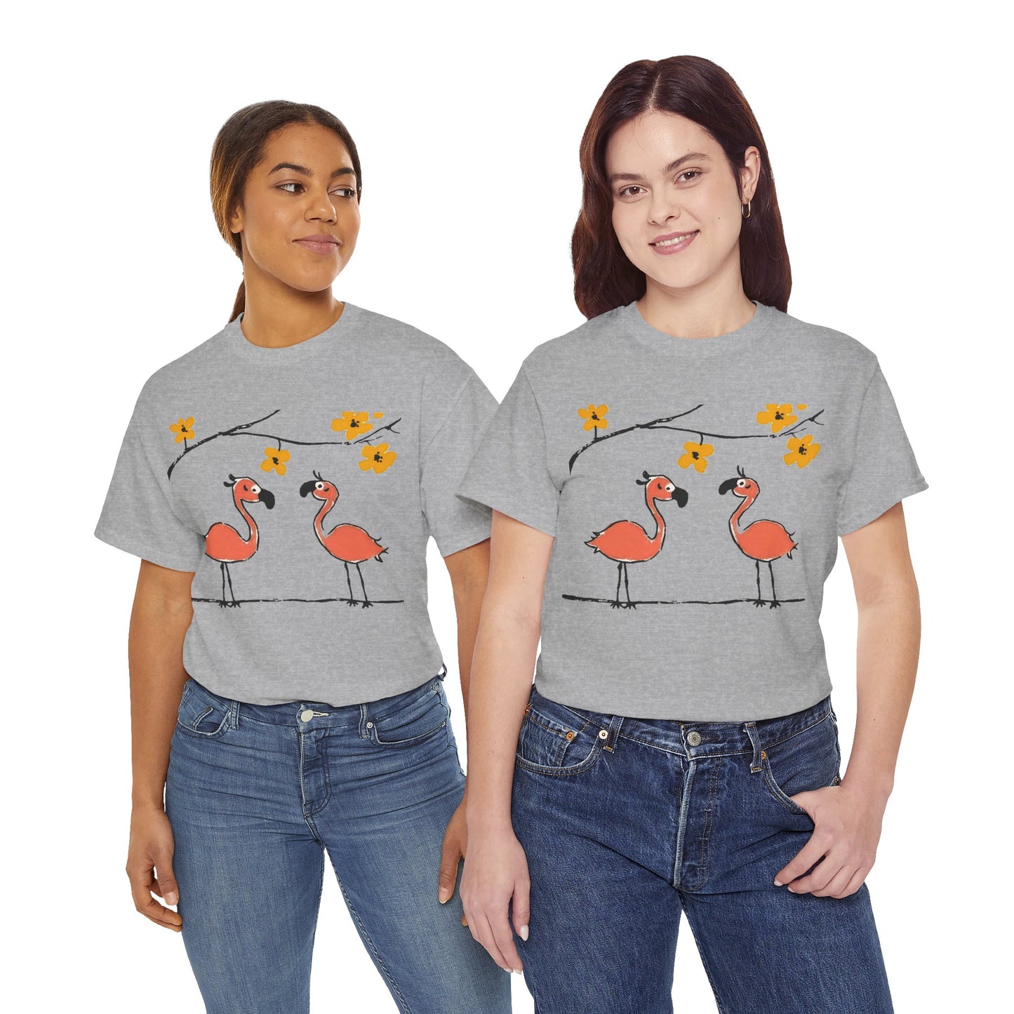 Flamingo Tee - Cartoon Flamingos Print
