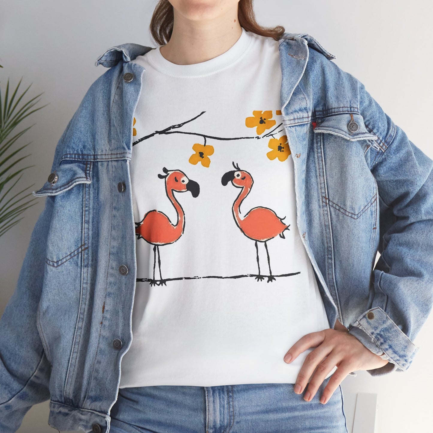 Flamingo Tee - Cartoon Flamingos Print