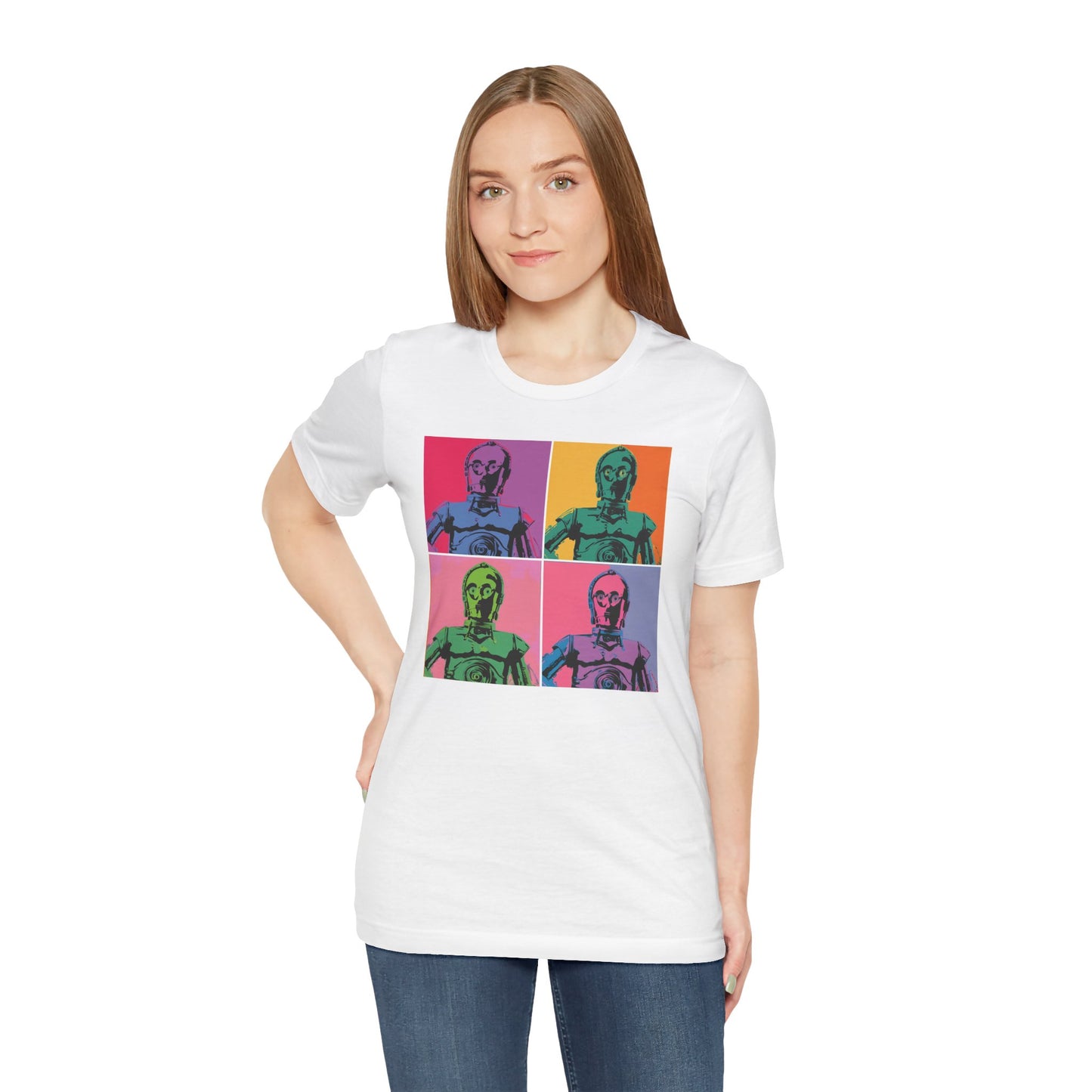 Pop Art C-3PO Tee - Unisex Short Sleeve Jersey T-Shirt