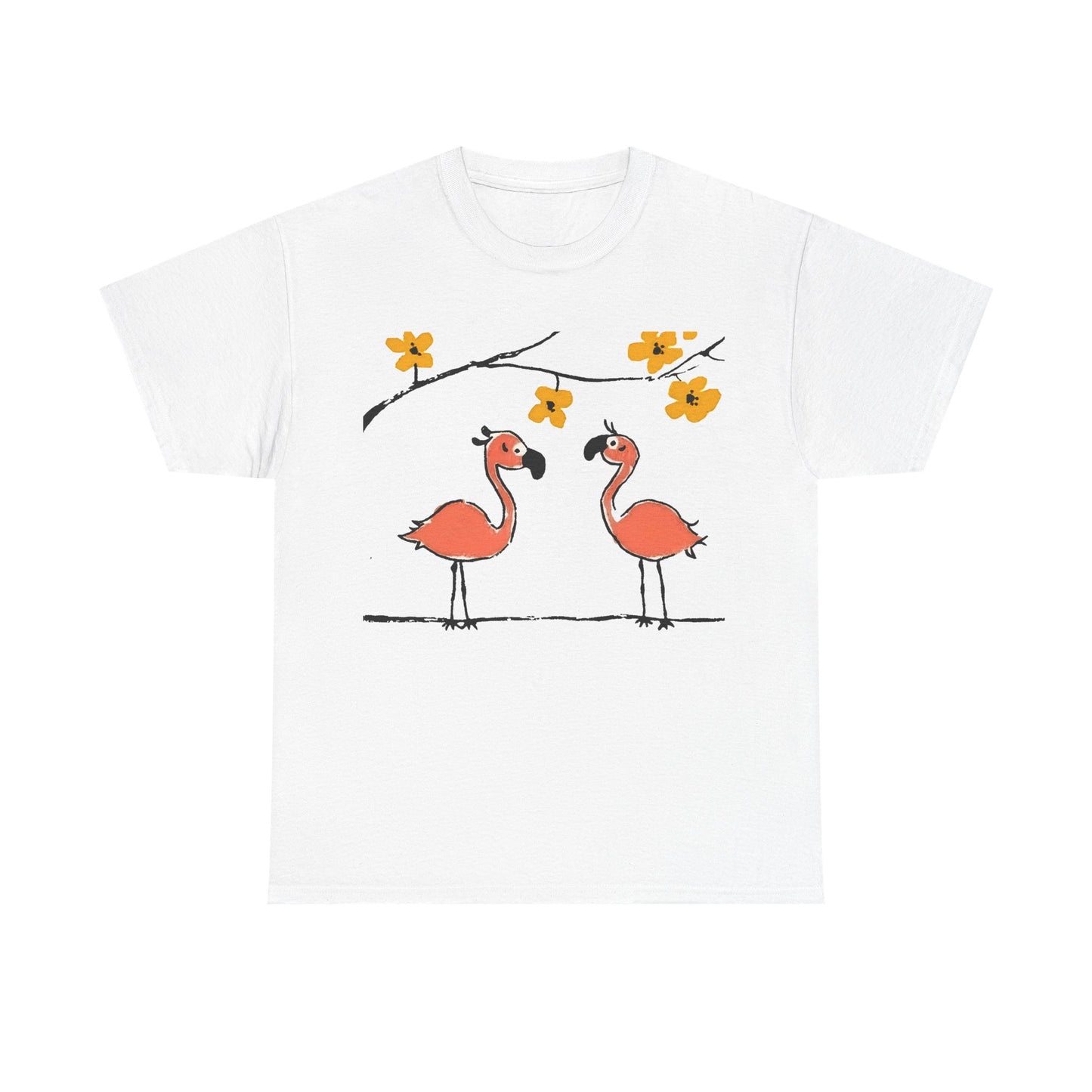 Flamingo Tee - Cartoon Flamingos Print