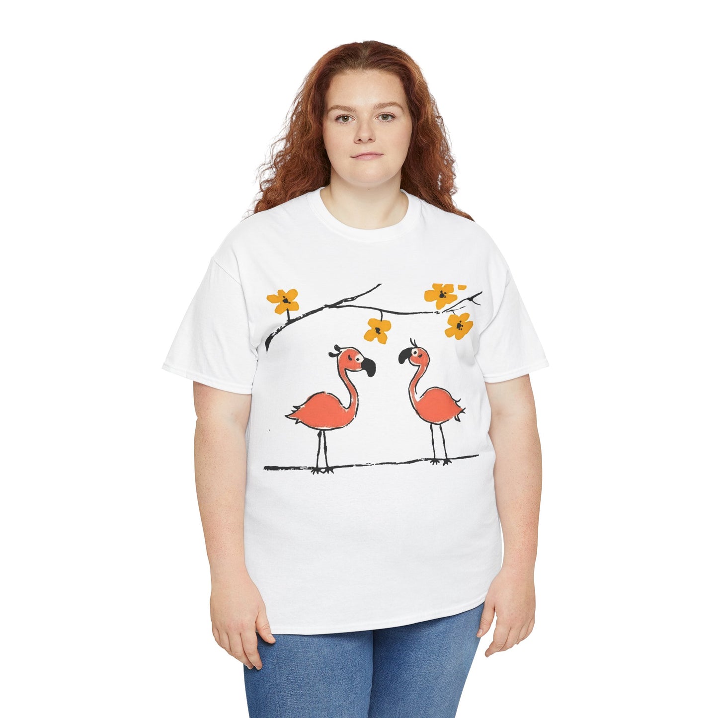Flamingo Tee - Cartoon Flamingos Print