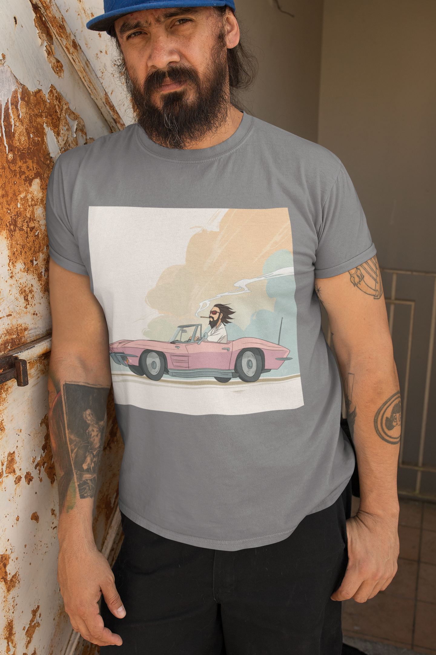 Jesus Drives a Hot Rod - Unisex Heavy Cotton Tee - Retro Car Design