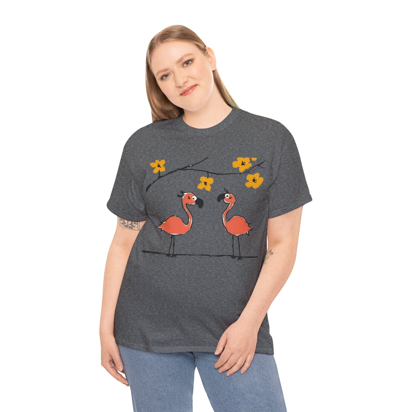 Flamingo Tee - Cartoon Flamingos Print