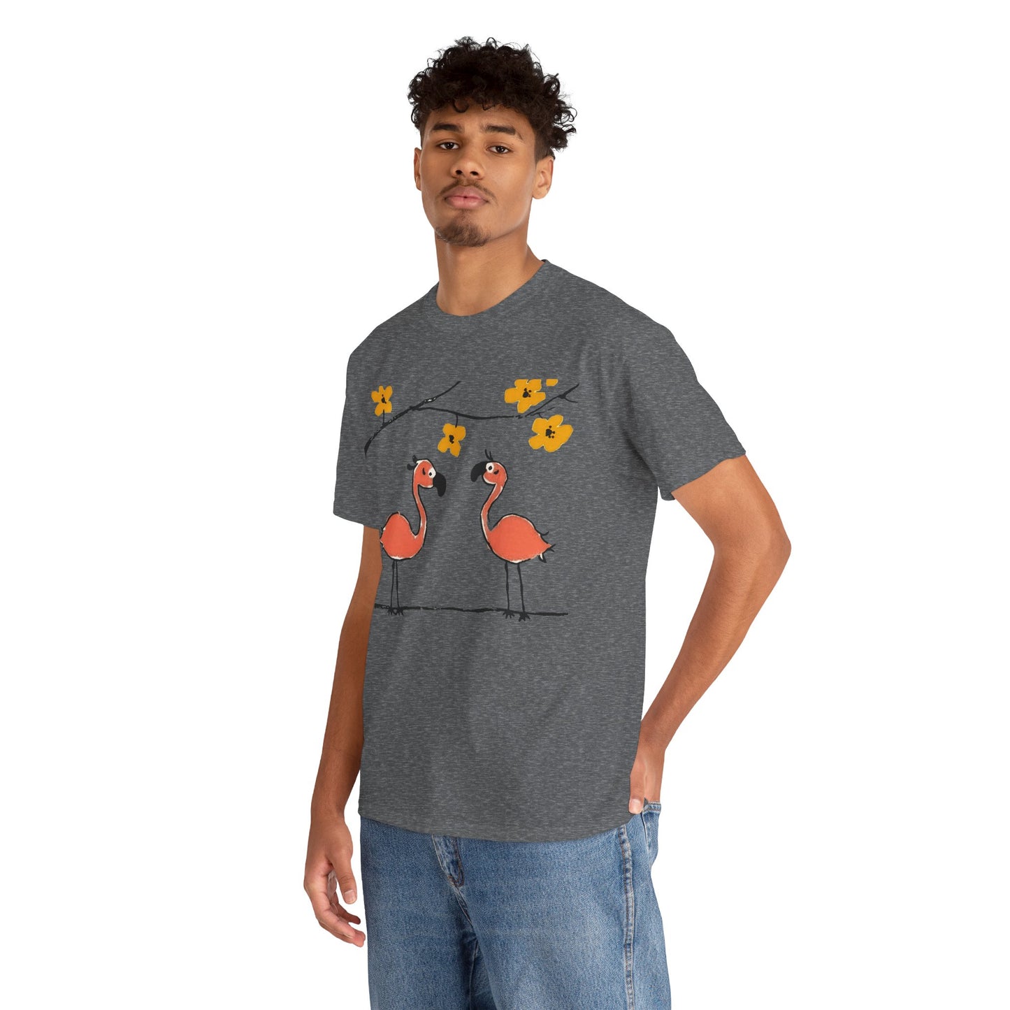 Flamingo Tee - Cartoon Flamingos Print