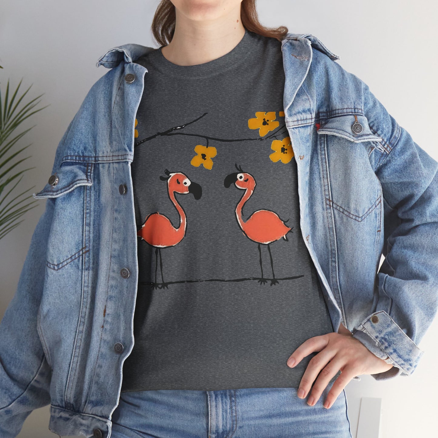 Flamingo Tee - Cartoon Flamingos Print