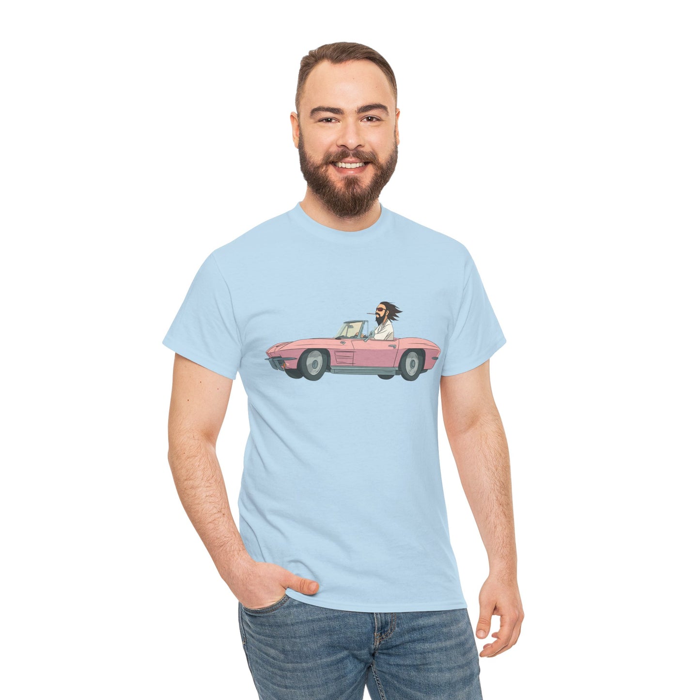 Jesus Drives a Hot Rod - Unisex Heavy Cotton Tee - Retro Car Design