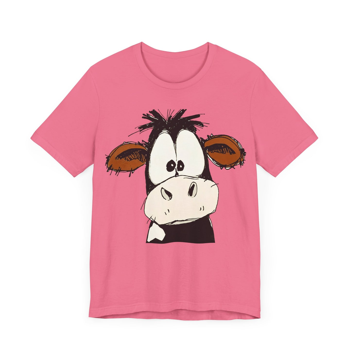 This STARTLED COW CARTOON Tee gives off a fun and quirky vibe, perfect for casual wear or as a statement piece. Ideal for those who love unique and whimsical designs.