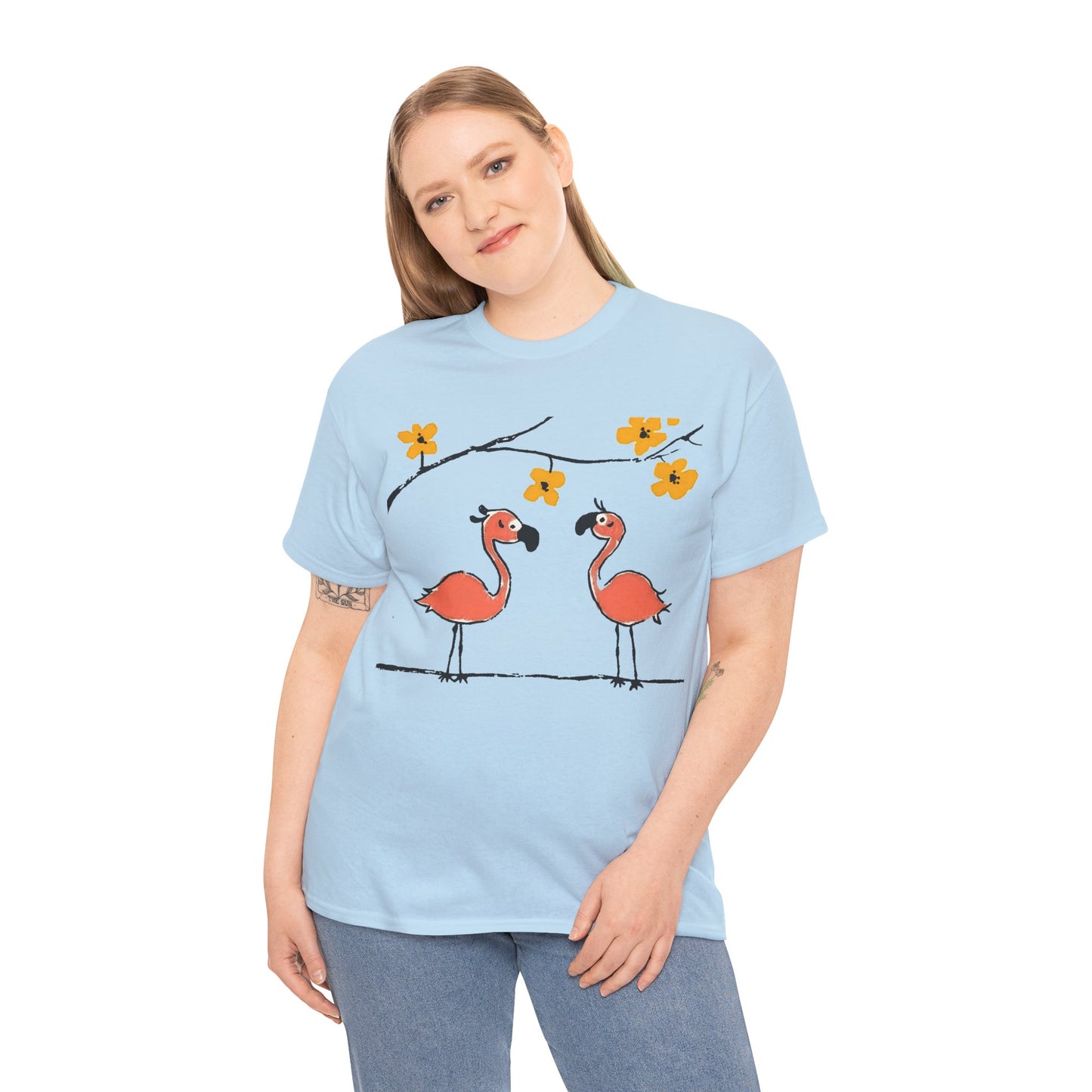 Flamingo Tee - Cartoon Flamingos Print