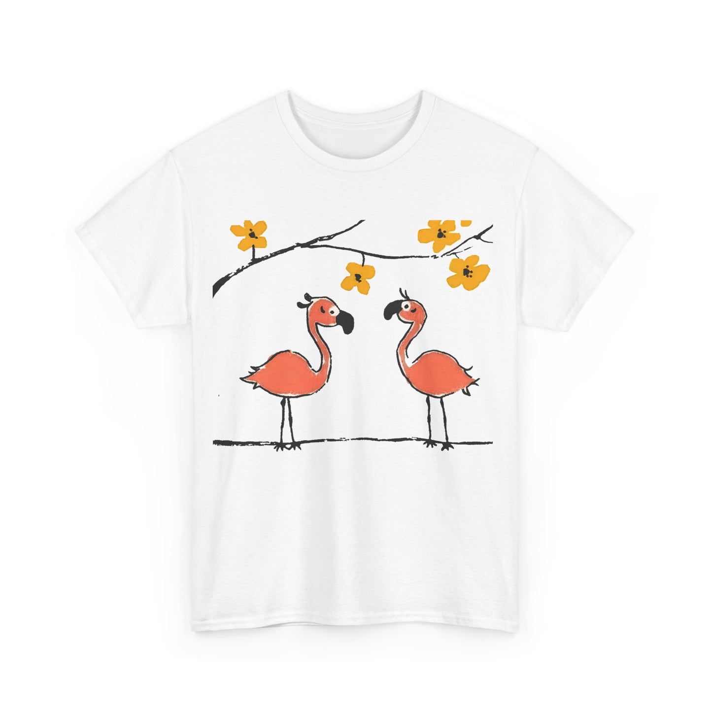 Flamingo Tee - Cartoon Flamingos Print
