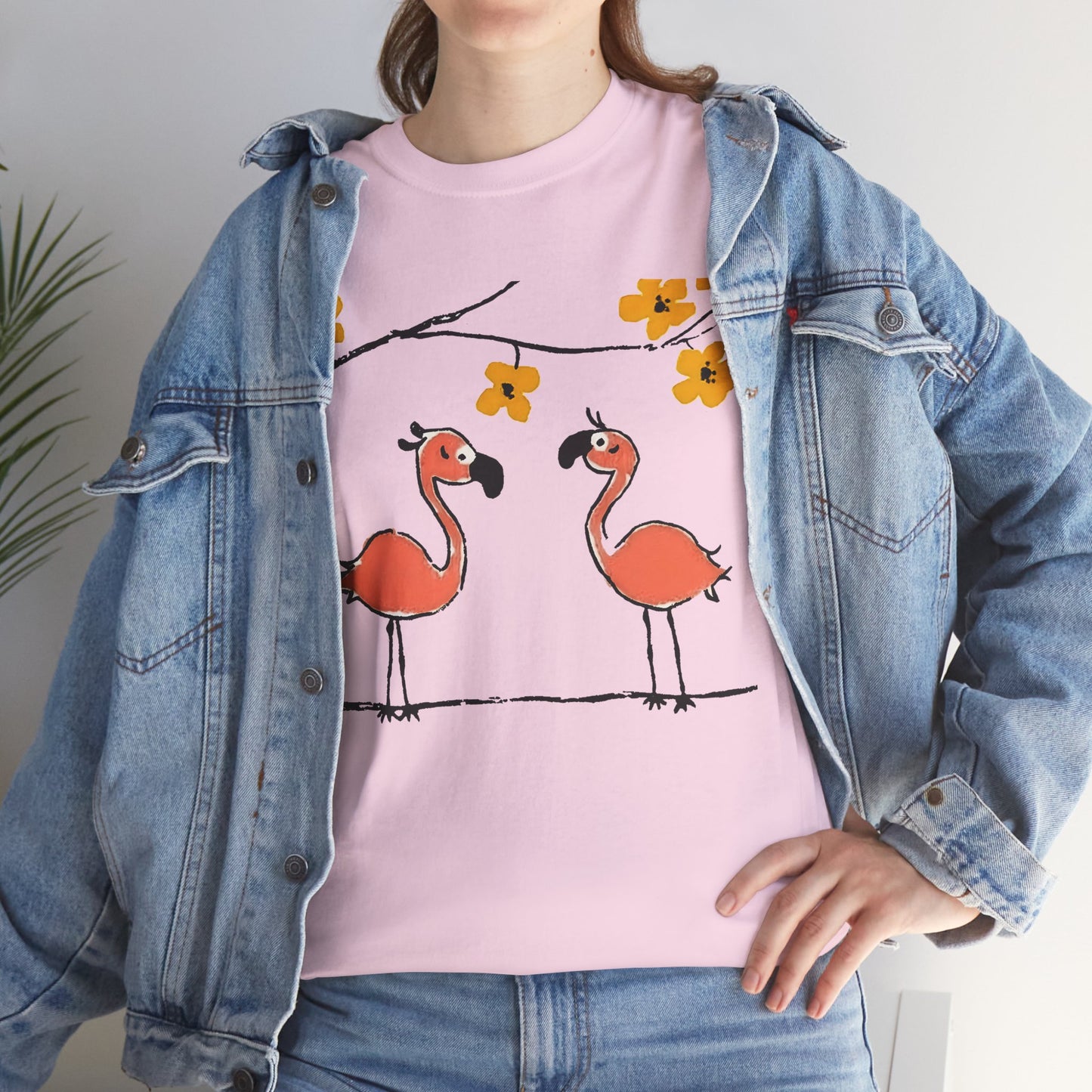 Flamingo Tee - Cartoon Flamingos Print