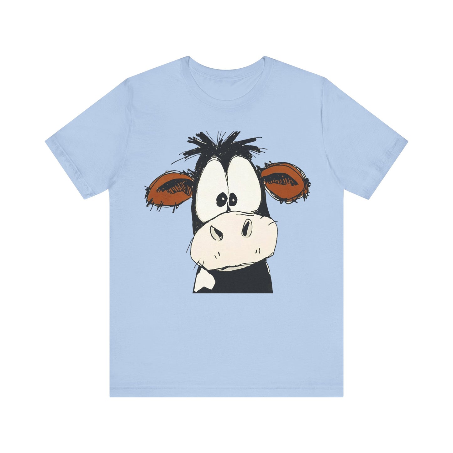 This STARTLED COW CARTOON Tee gives off a fun and quirky vibe, perfect for casual wear or as a statement piece. Ideal for those who love unique and whimsical designs.