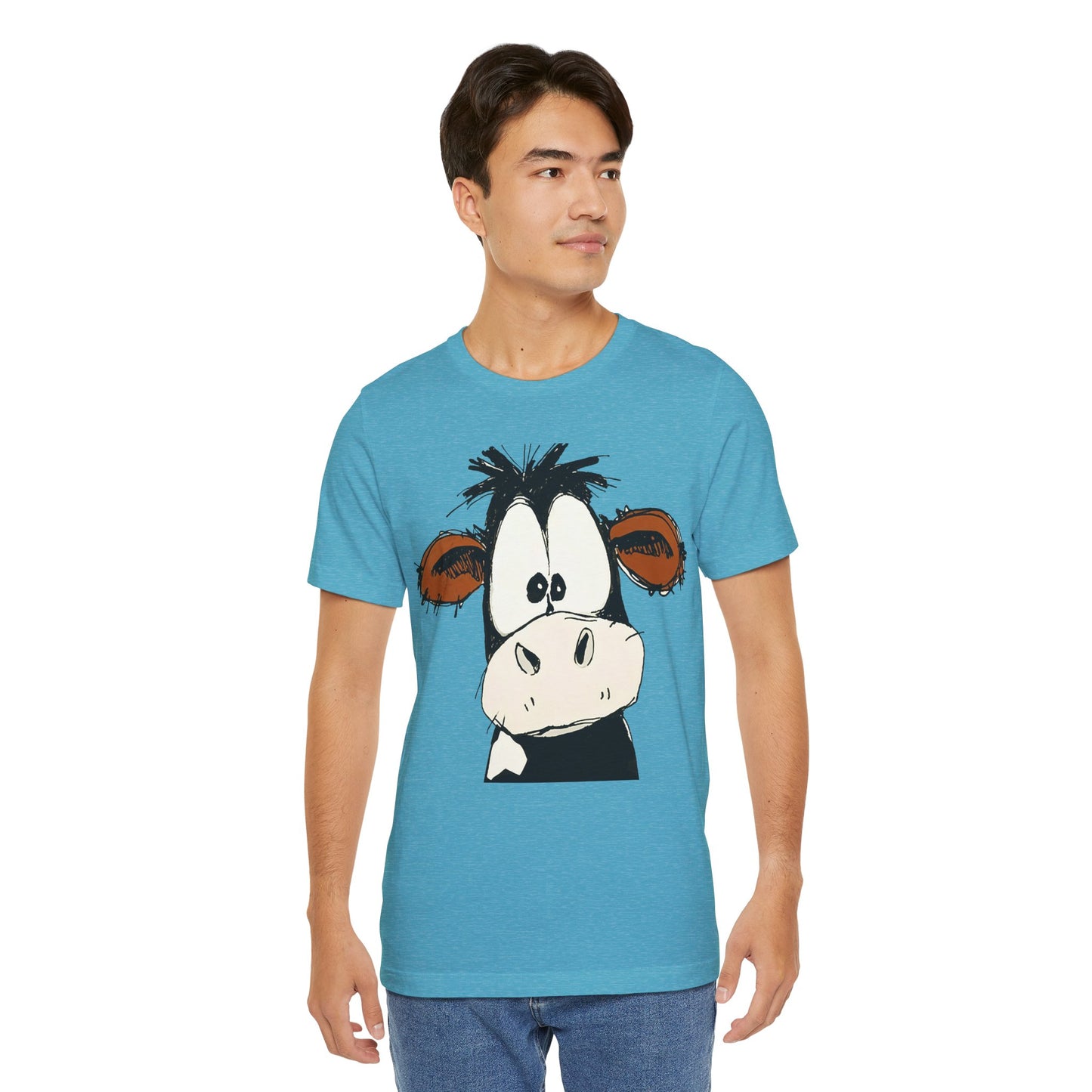 This STARTLED COW CARTOON Tee gives off a fun and quirky vibe, perfect for casual wear or as a statement piece. Ideal for those who love unique and whimsical designs.