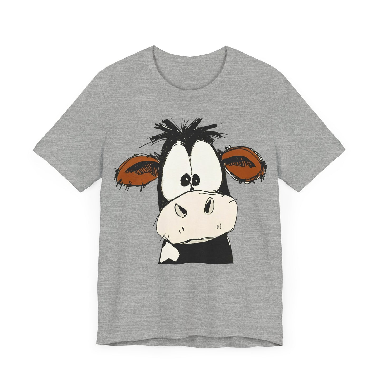 This STARTLED COW CARTOON Tee gives off a fun and quirky vibe, perfect for casual wear or as a statement piece. Ideal for those who love unique and whimsical designs.