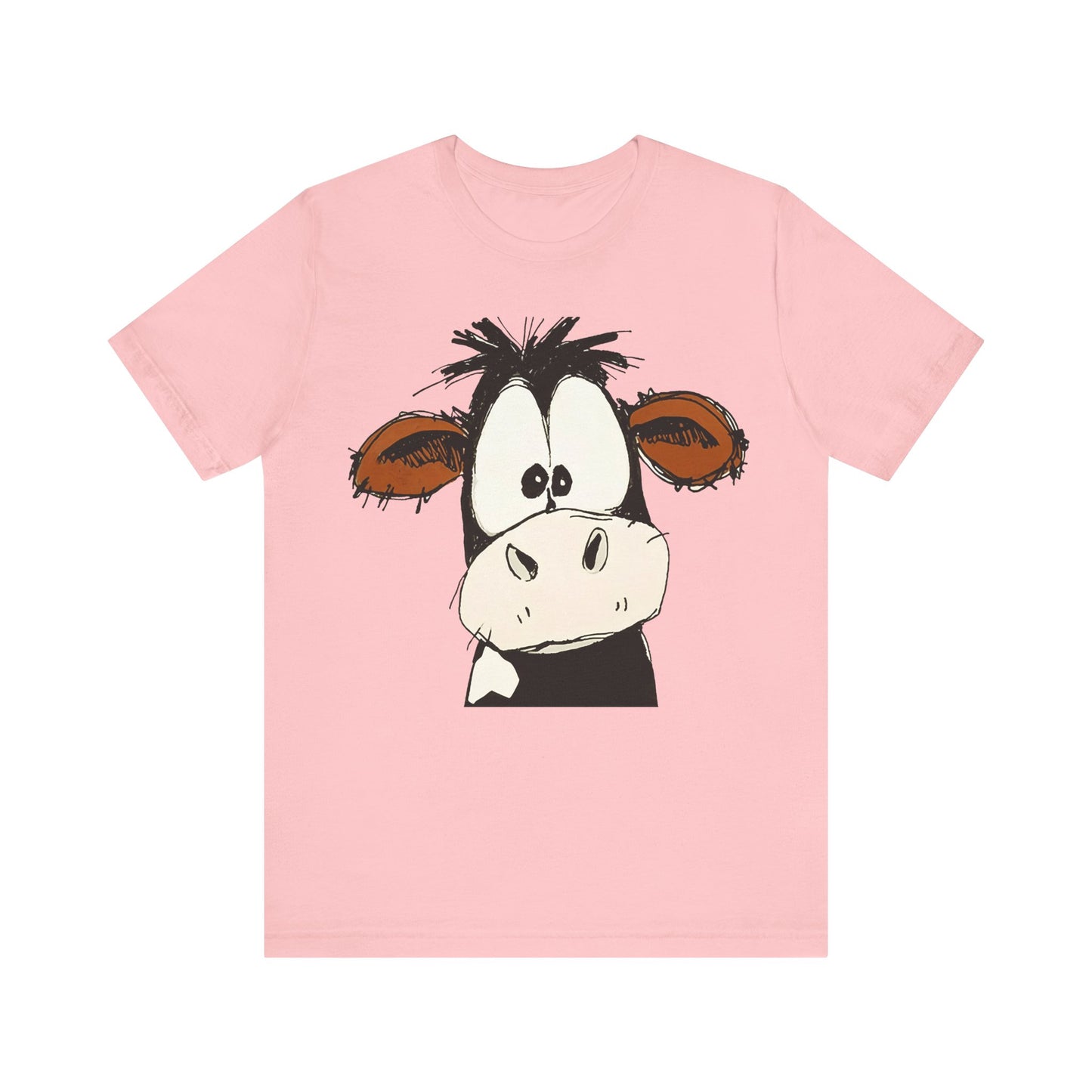 This STARTLED COW CARTOON Tee gives off a fun and quirky vibe, perfect for casual wear or as a statement piece. Ideal for those who love unique and whimsical designs.