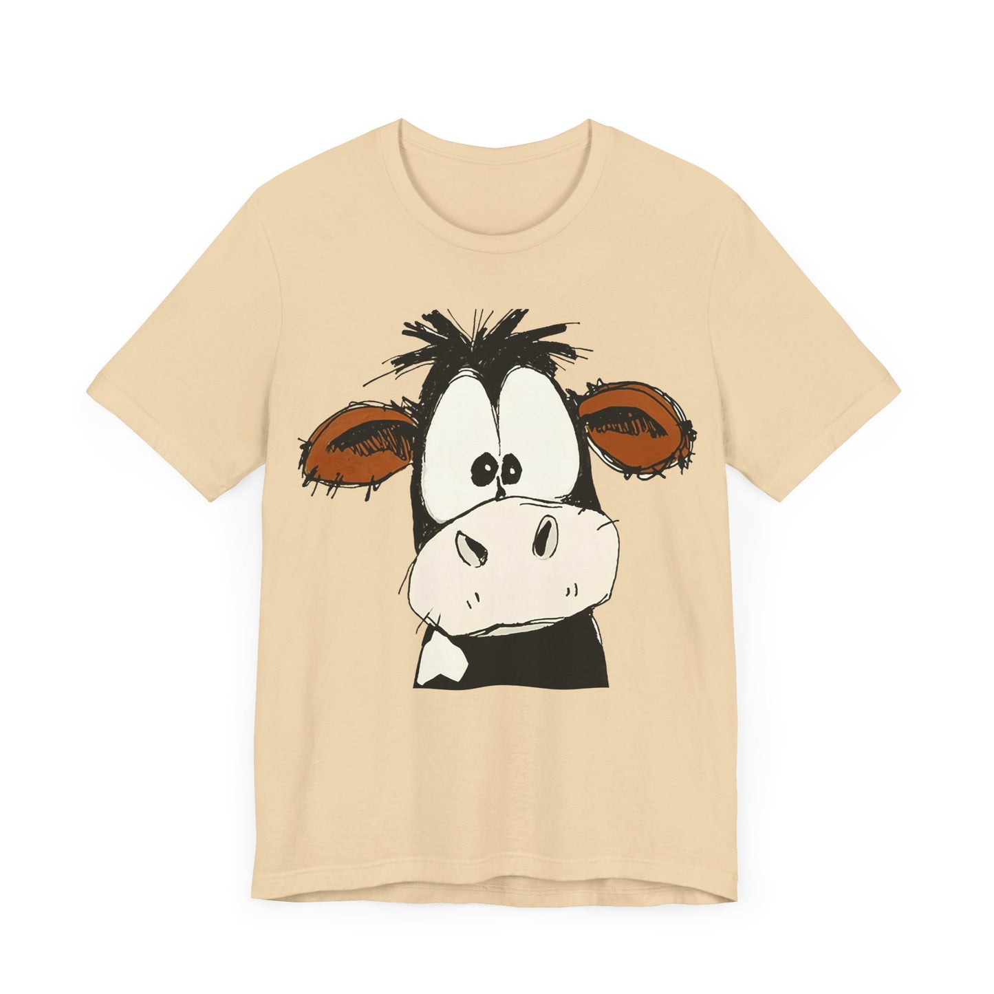 This STARTLED COW CARTOON Tee gives off a fun and quirky vibe, perfect for casual wear or as a statement piece. Ideal for those who love unique and whimsical designs.