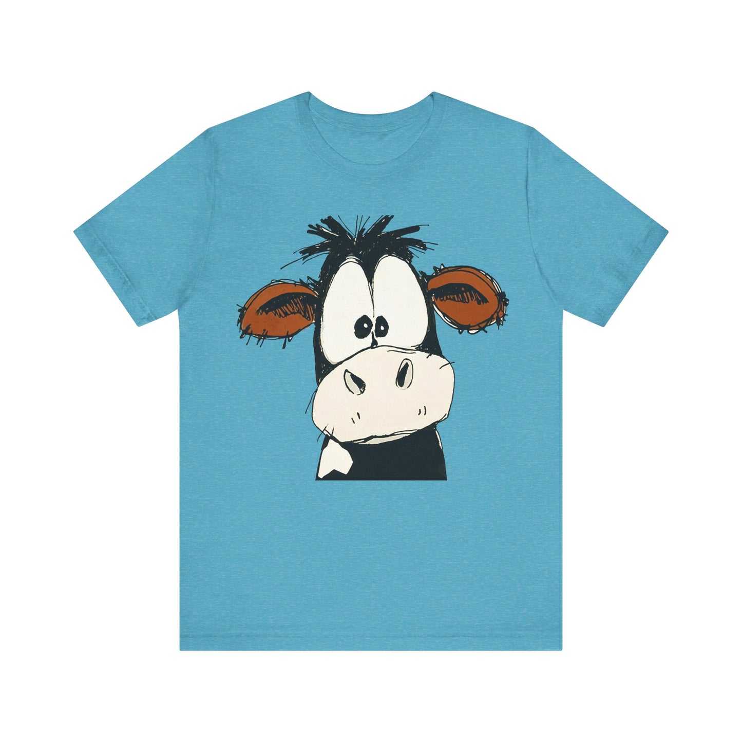 This STARTLED COW CARTOON Tee gives off a fun and quirky vibe, perfect for casual wear or as a statement piece. Ideal for those who love unique and whimsical designs.