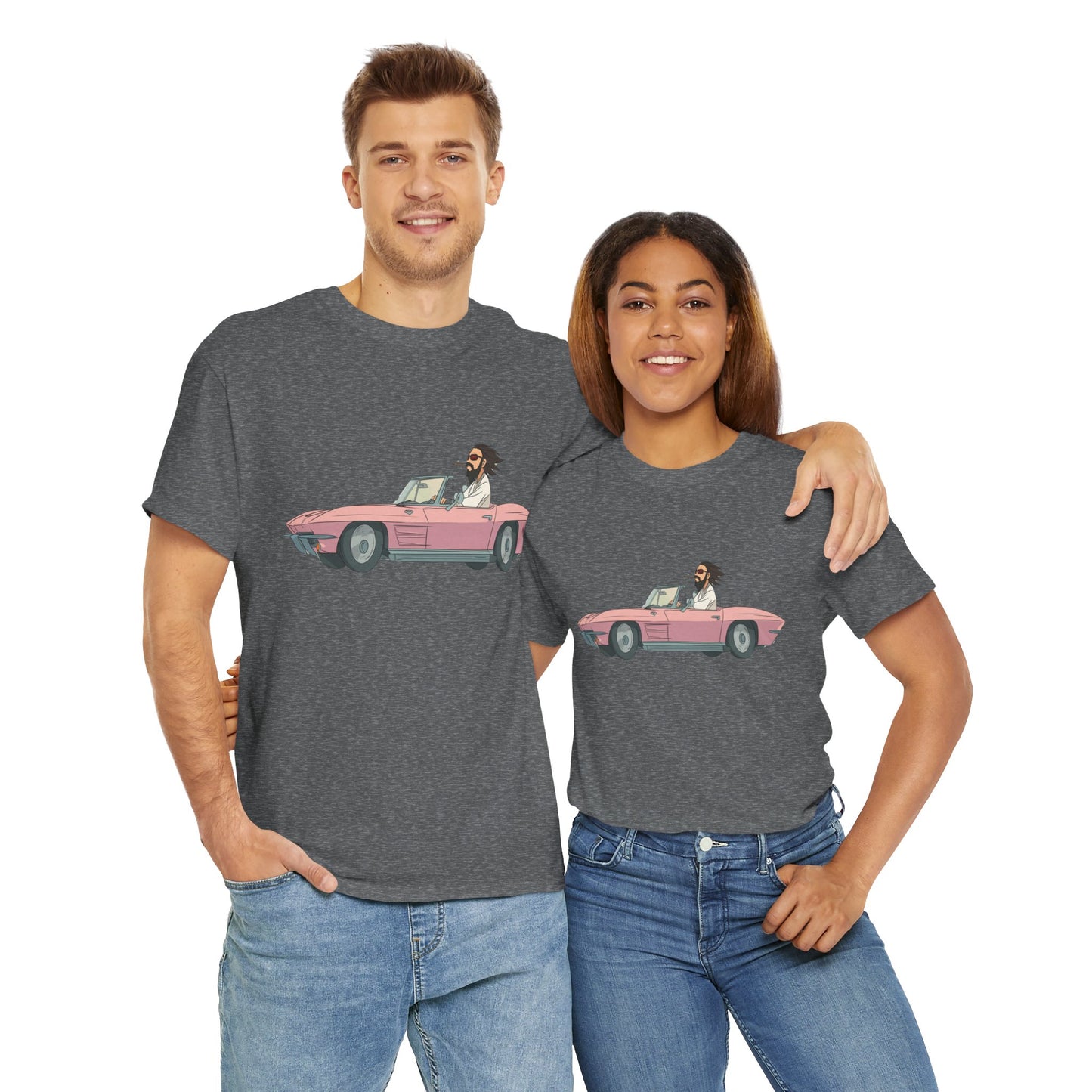 Jesus Drives a Hot Rod - Unisex Heavy Cotton Tee - Retro Car Design