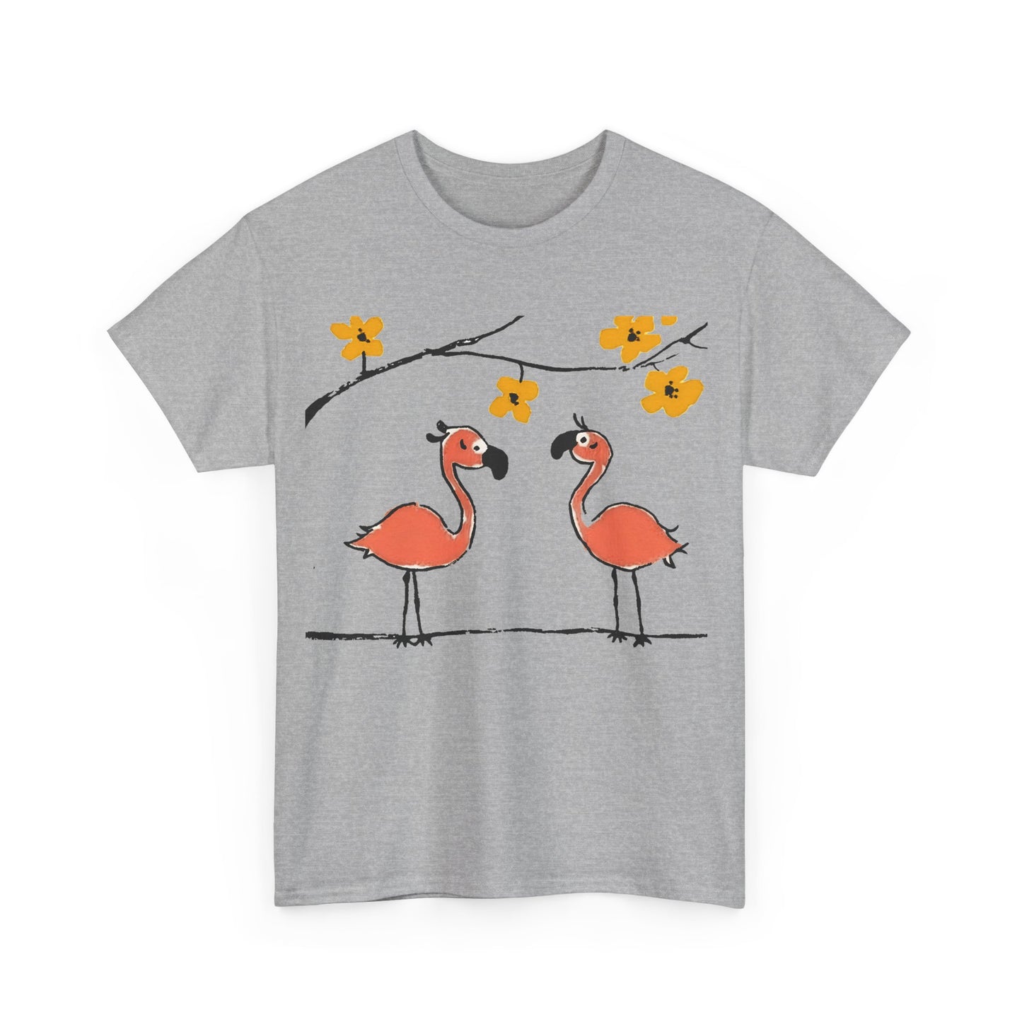 Flamingo Tee - Cartoon Flamingos Print