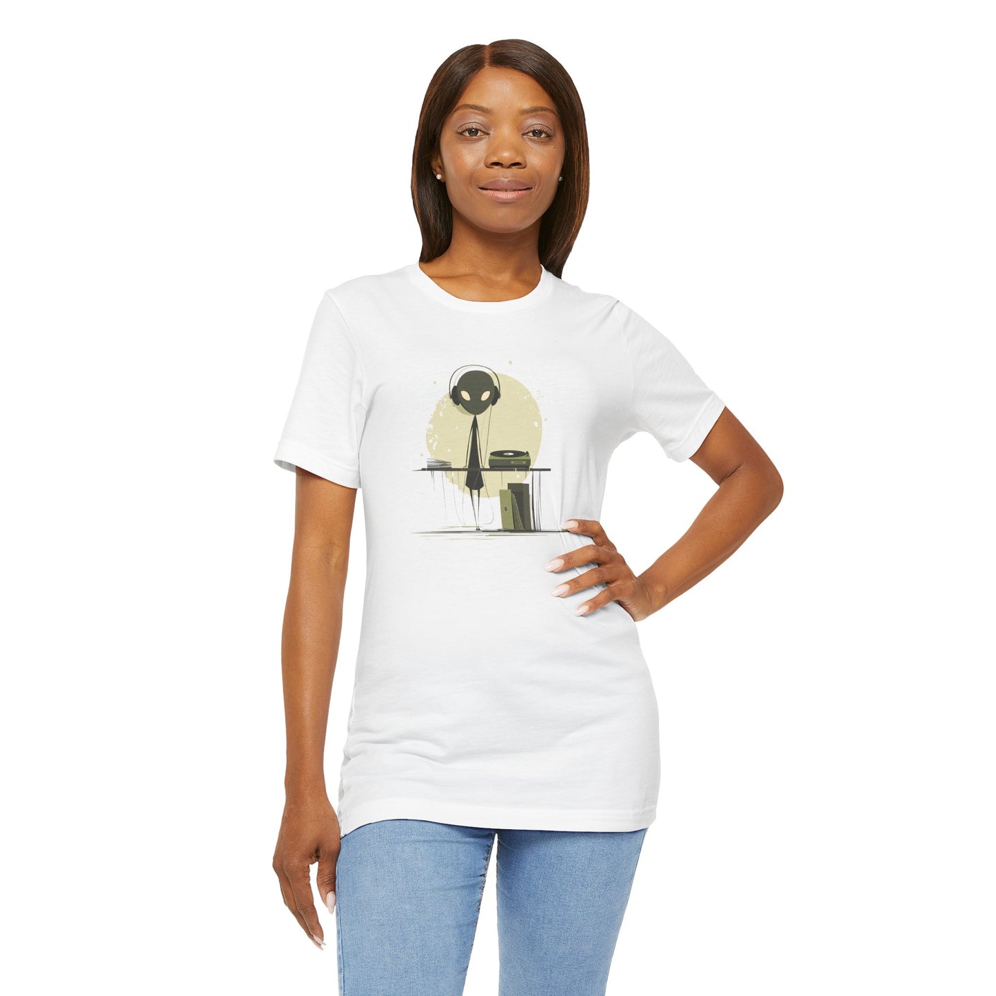 Alien DJ Unisex Jersey Short Sleeve Tee - Perfect for Music Lovers and Sci-Fi Fans