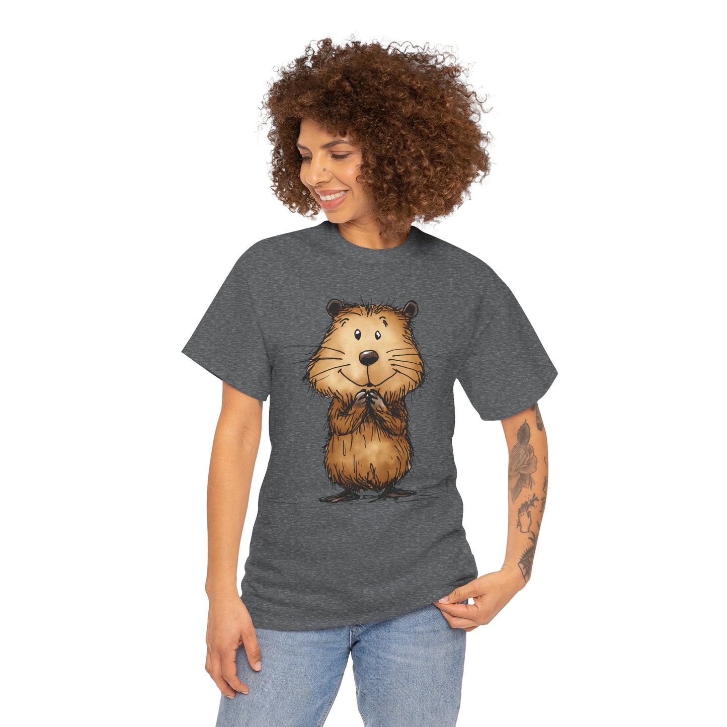 Cute Beaver Unisex Heavy Cotton Tee