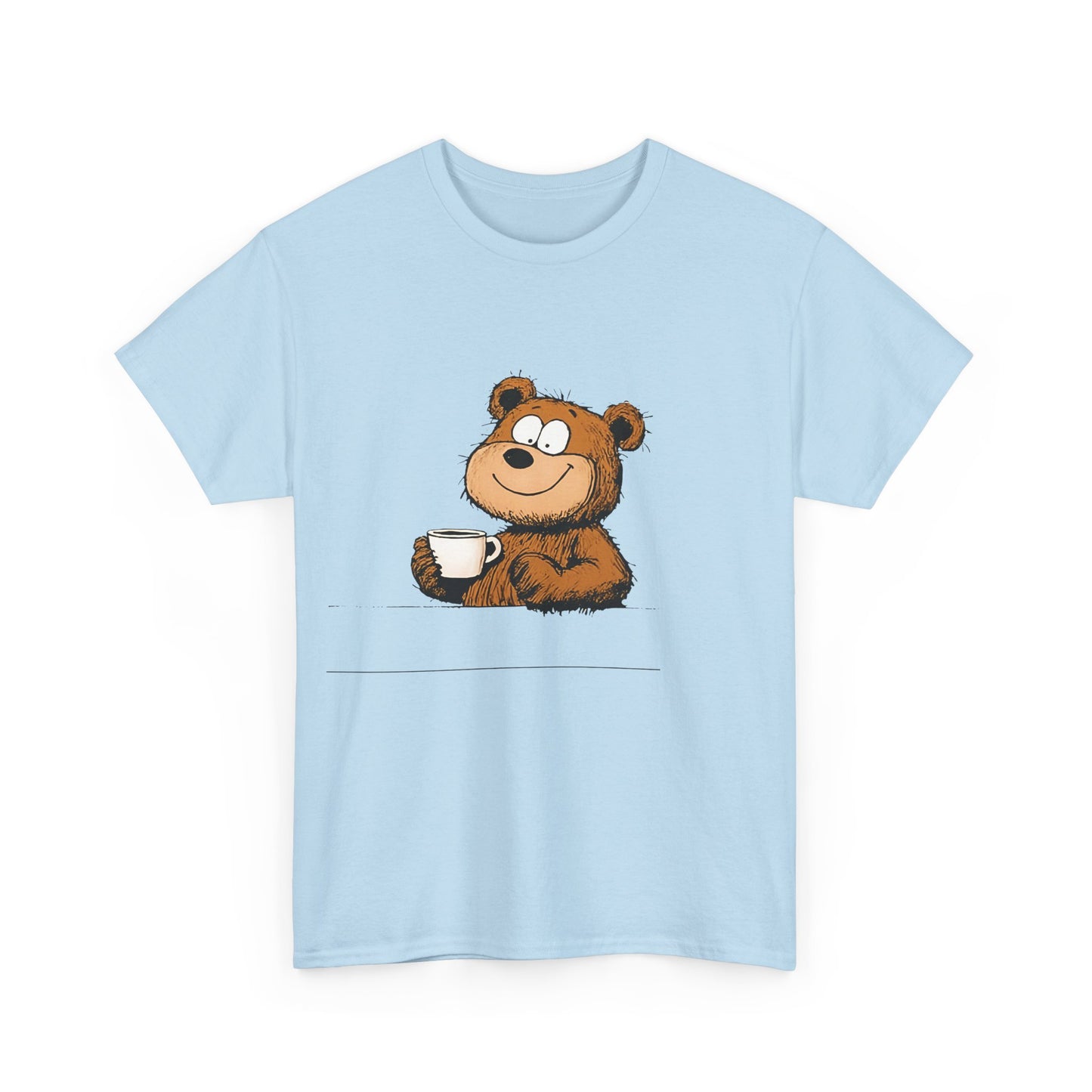 Cute Coffee Bear Unisex Heavy Cotton Tee