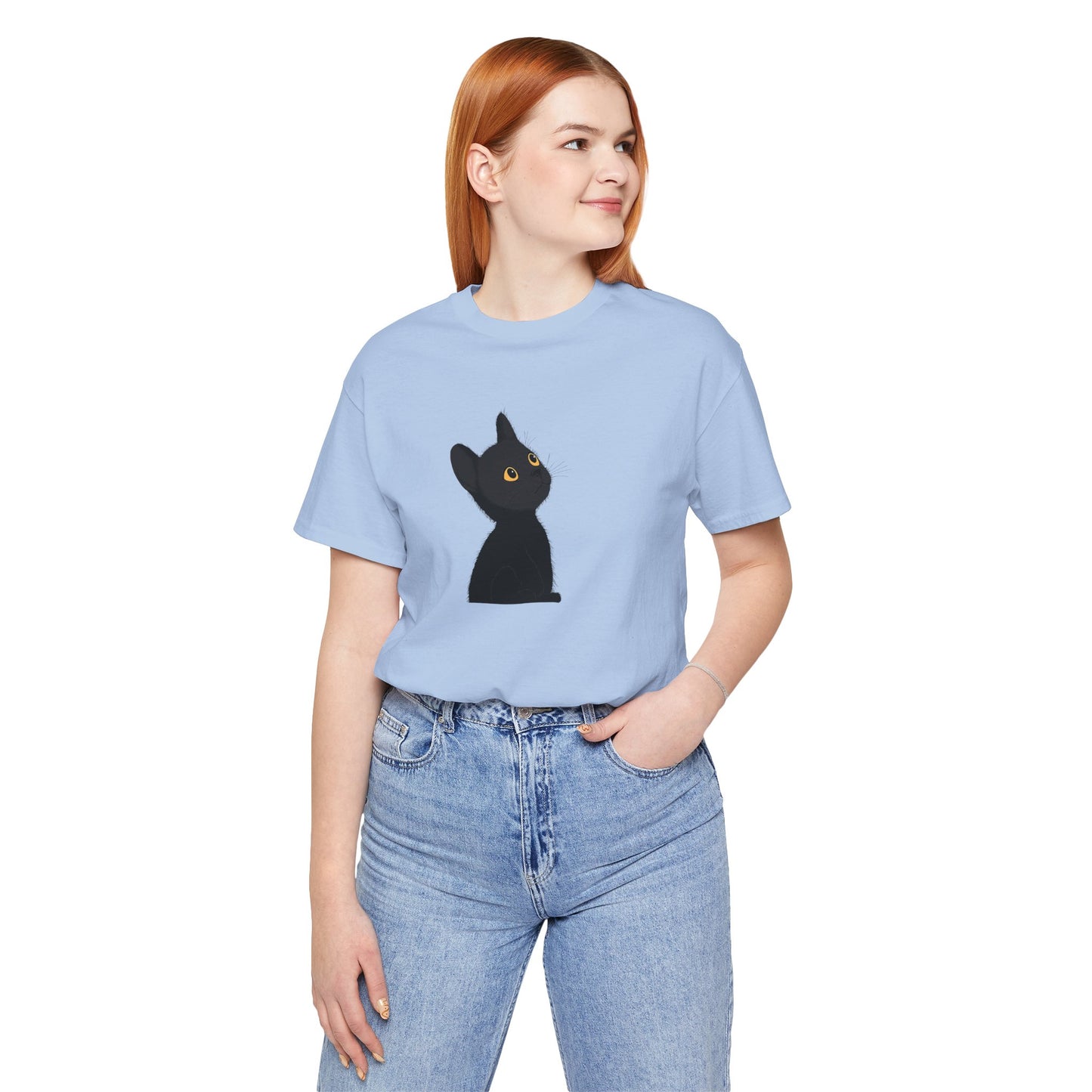Cute Black Cat Unisex Jersey Tee - Purrfect for Cat Lovers