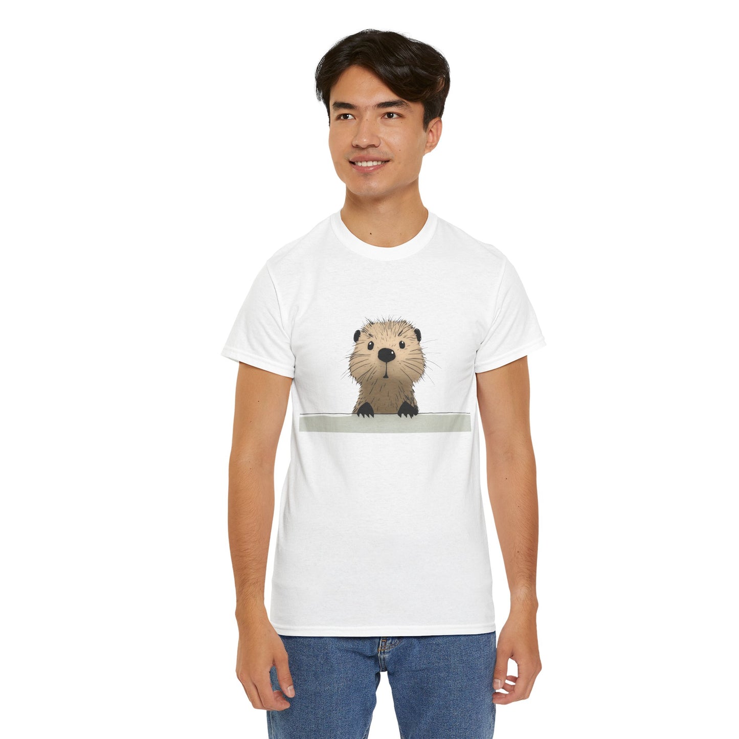 Cute Beaver Unisex Heavy Cotton Tee - Perfect for Animal Lovers