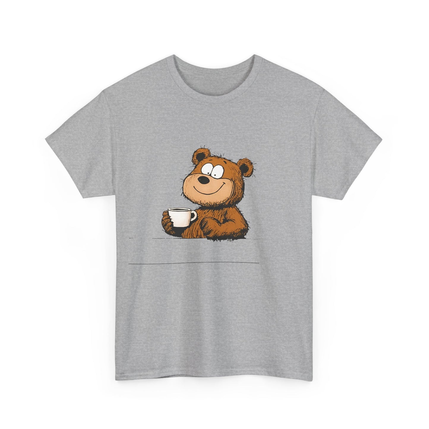 Cute Coffee Bear Unisex Heavy Cotton Tee