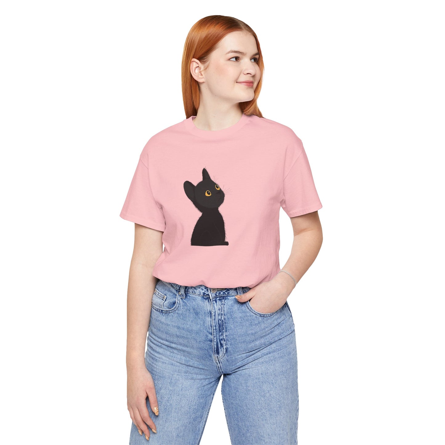 Cute Black Cat Unisex Jersey Tee - Purrfect for Cat Lovers