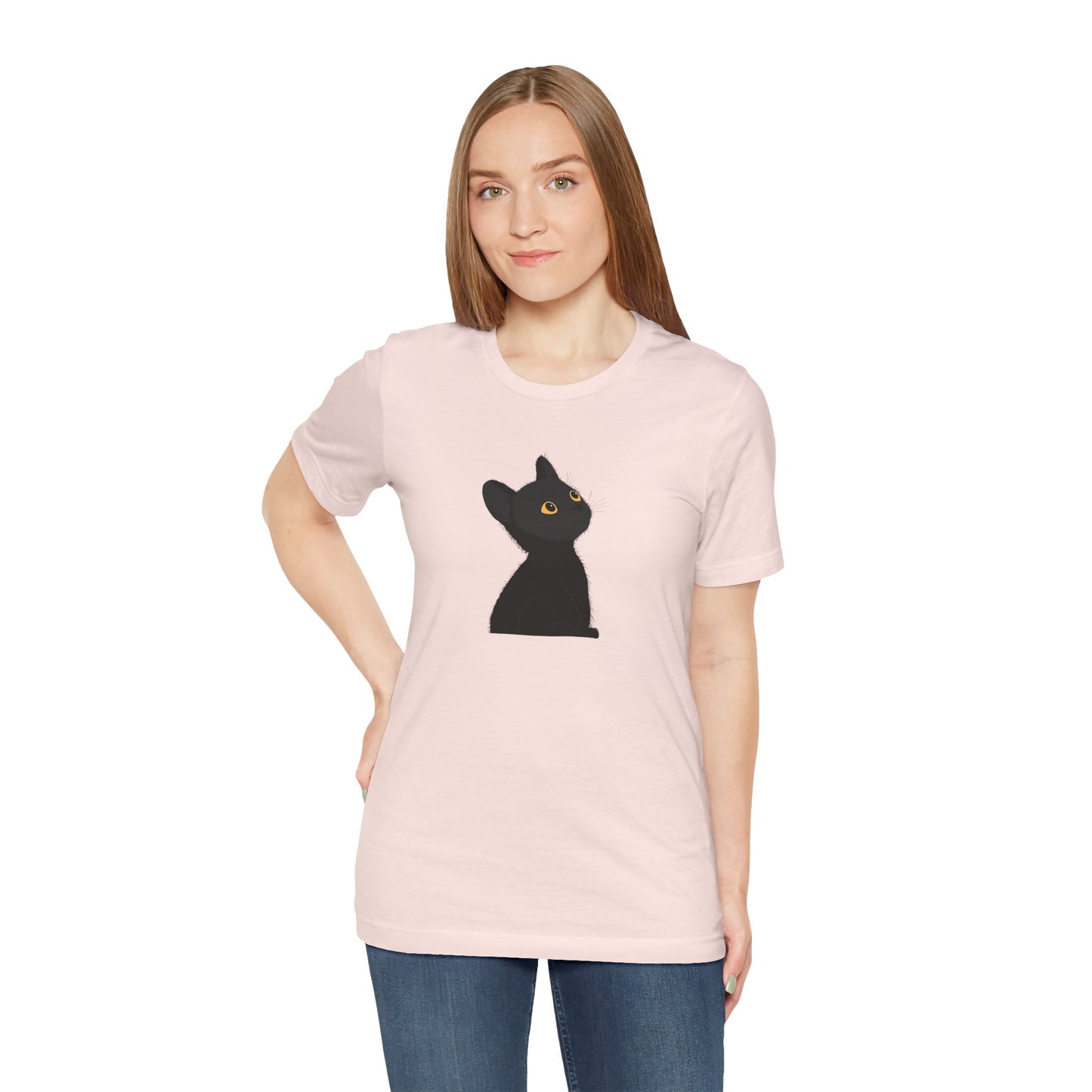 Cute Black Cat Unisex Jersey Tee - Purrfect for Cat Lovers